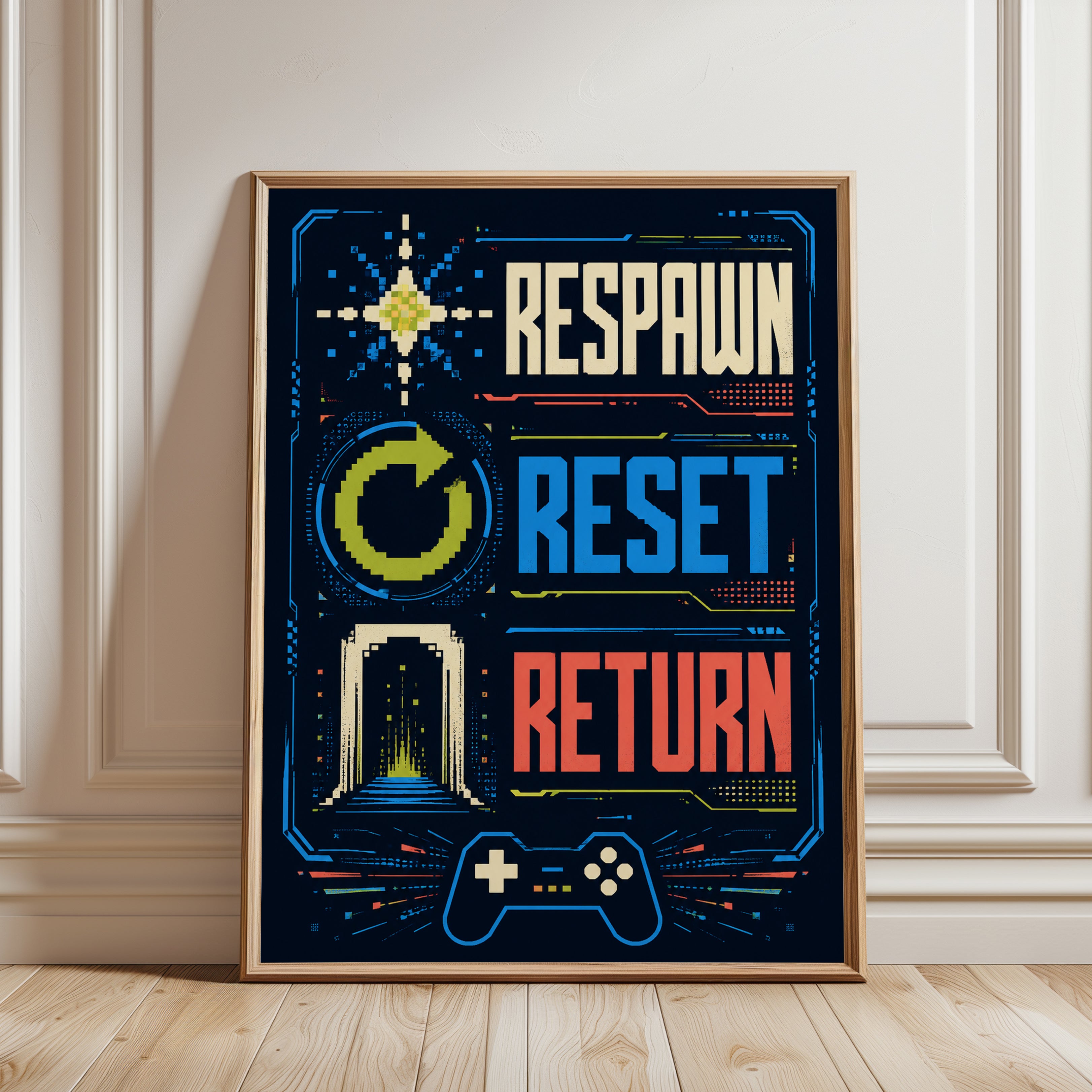 Motivational Gaming Wall Art – Gamer Room Decor - framed detail