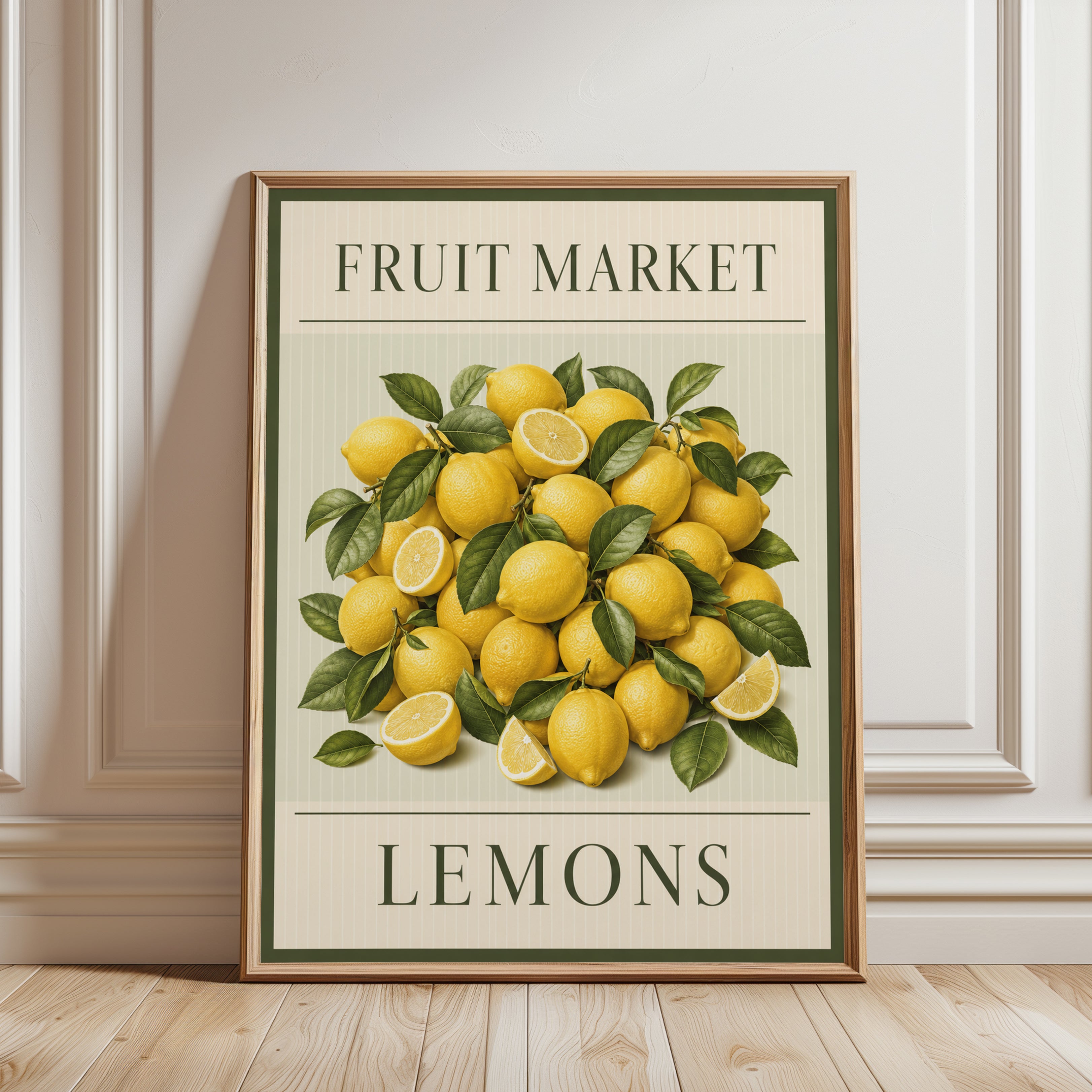Lemon Kitchen Wall Art – Fruit Market Poster - framed detail
