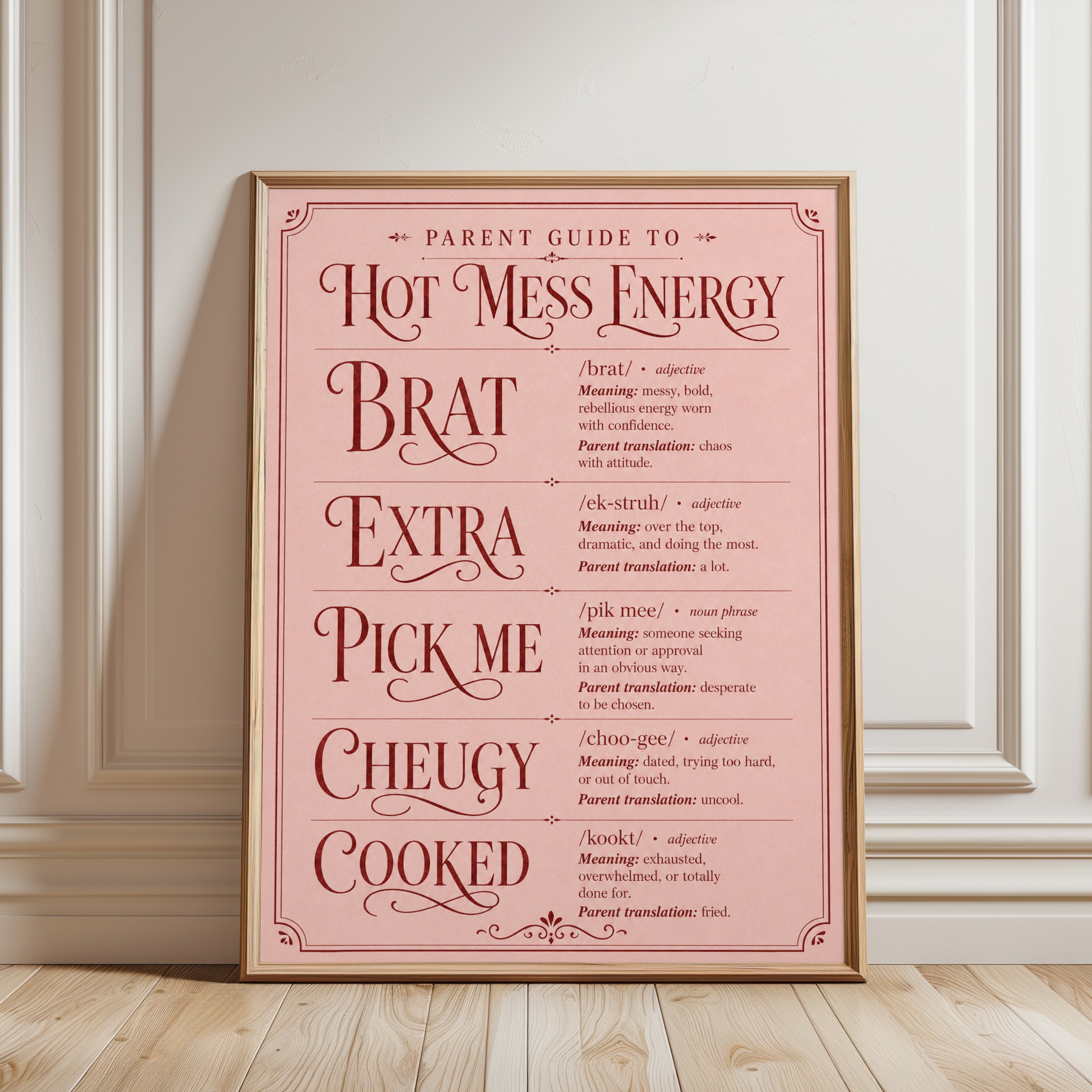 Parent Guide Wall Art – Funny Parent Print - framed detail