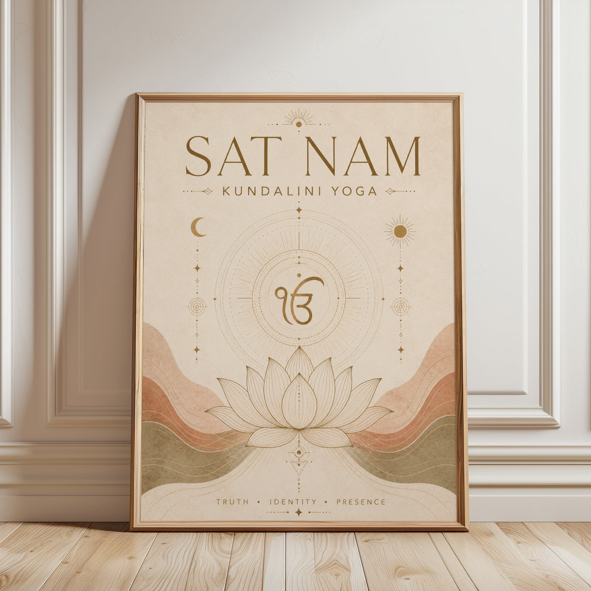 Sat Nam Yoga Print: Spiritual Lotus and Sacred Geometry - framed detail