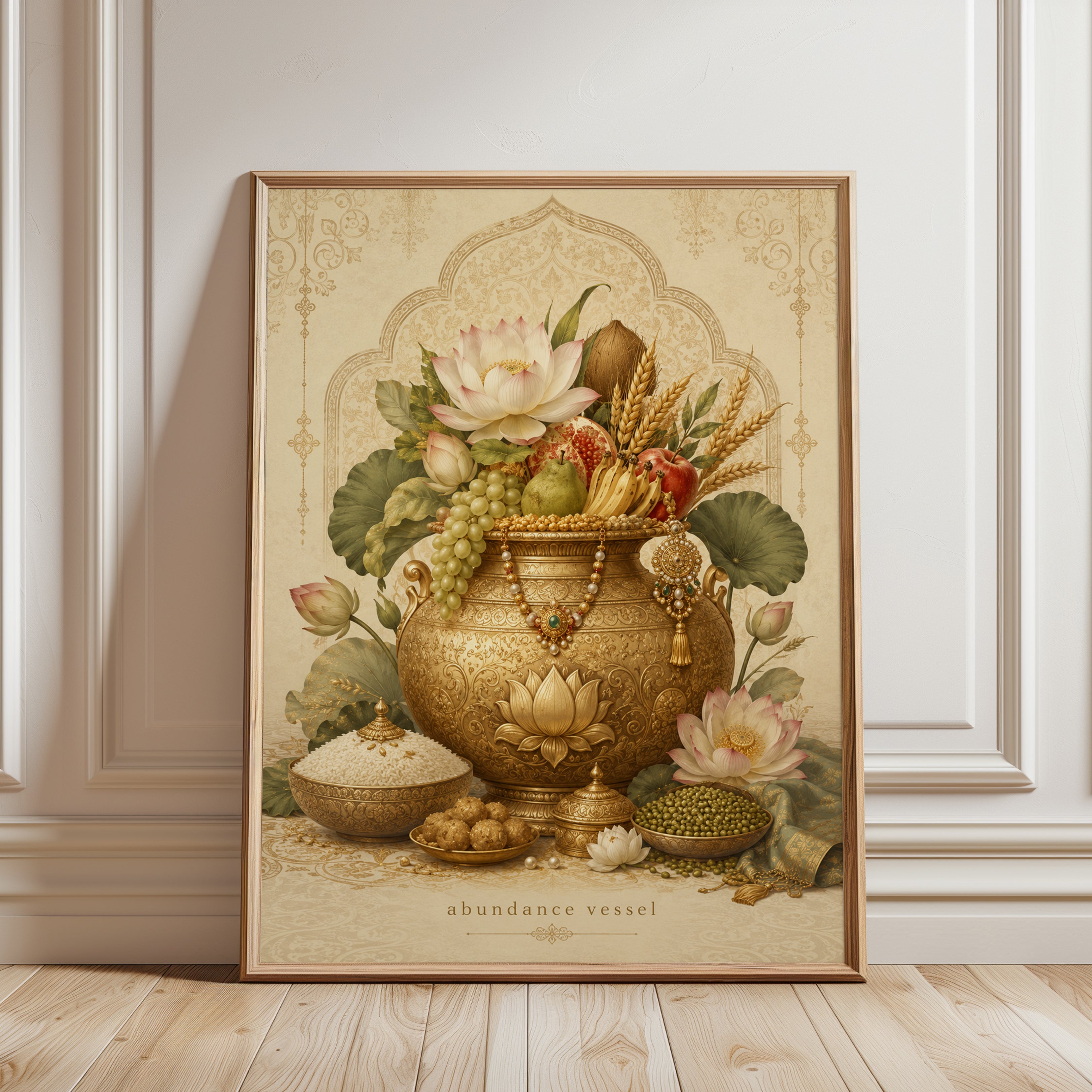 Lotus Flower Wall Art – Abundance Vessel Print - framed detail