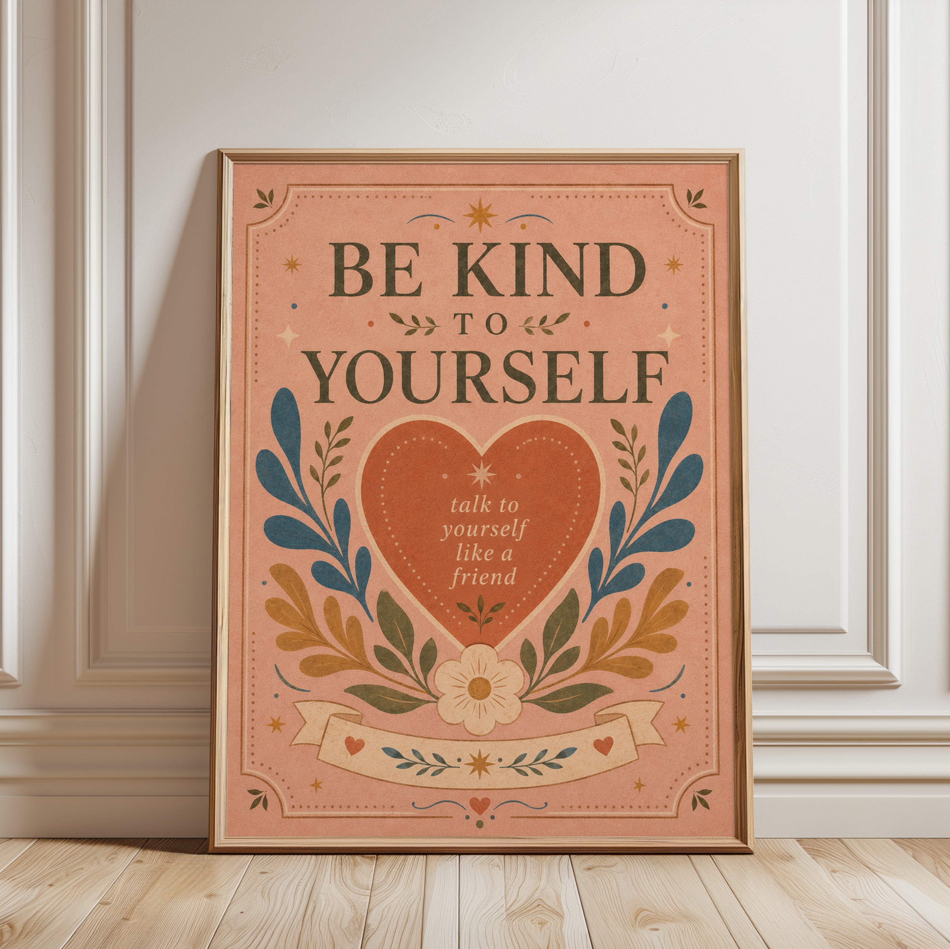 Be Kind To Yourself Print - framed detail