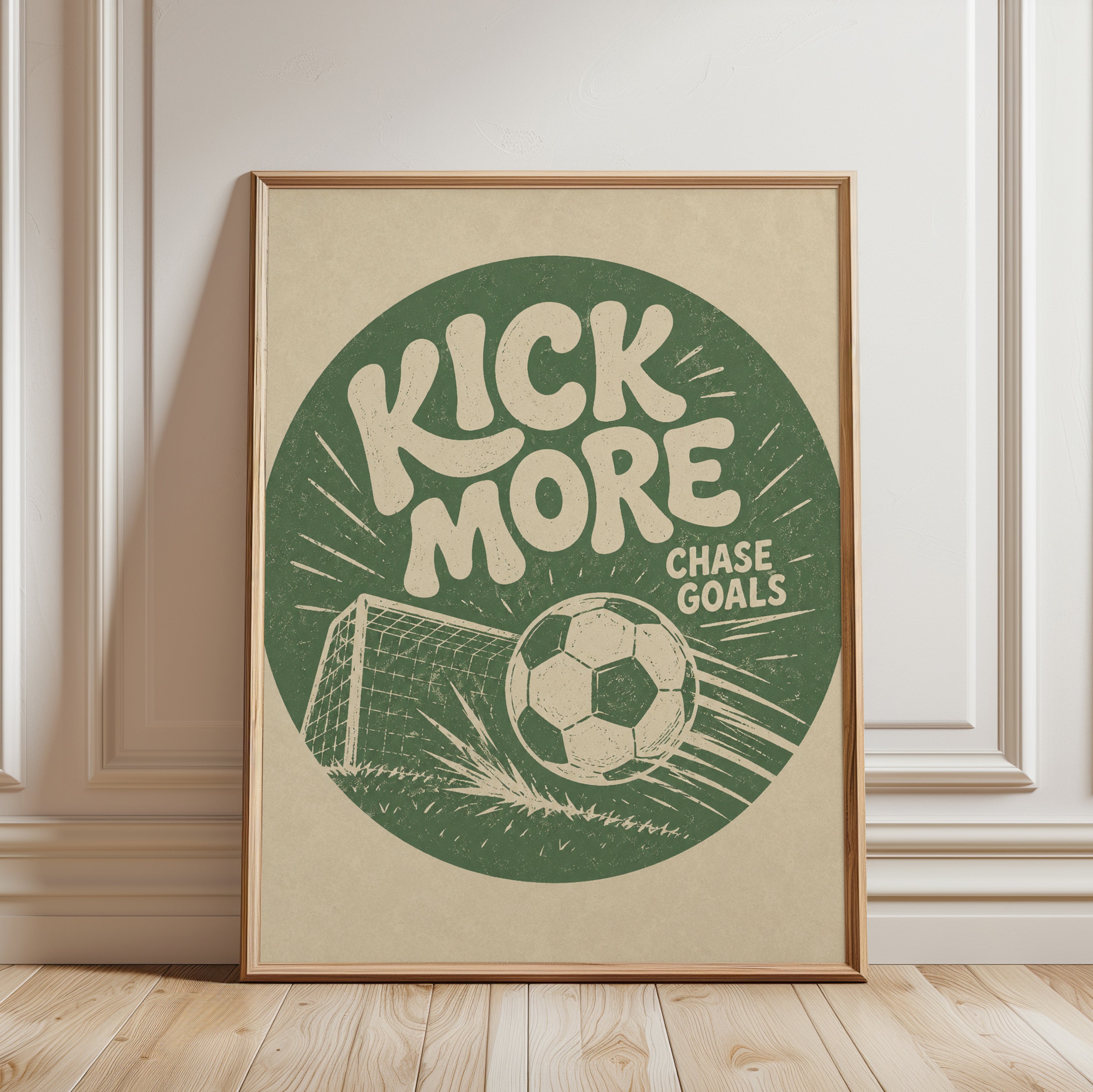 Soccer Wall Art: Vintage Sports Typography - framed detail