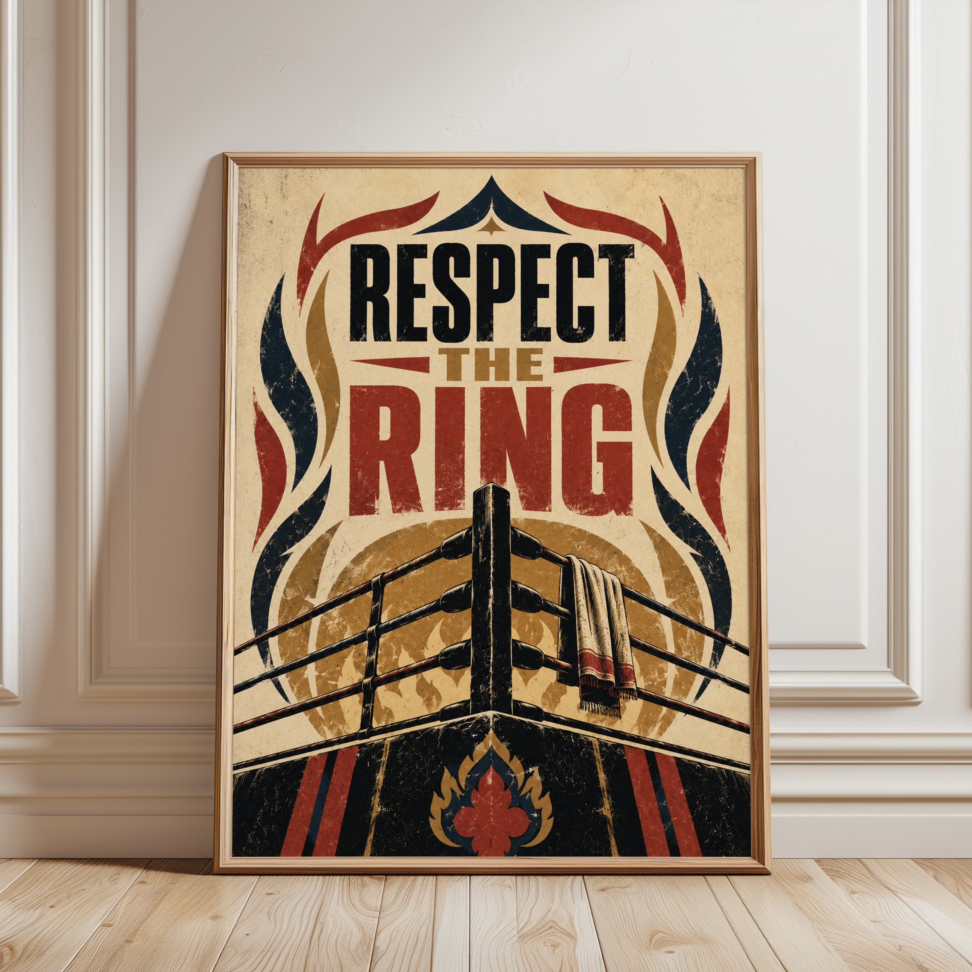 Vintage Boxing Ring Poster - framed detail