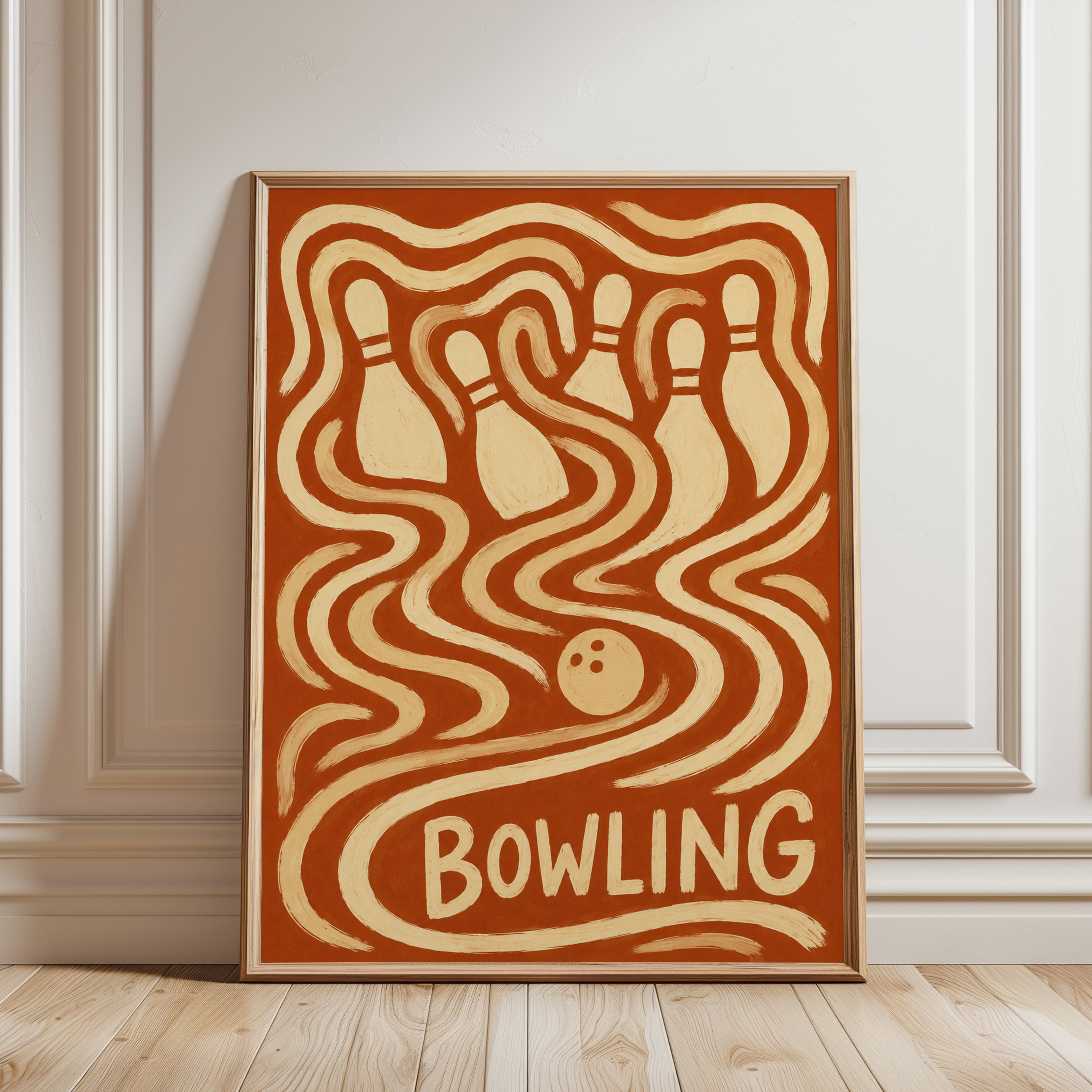 Bowling Wall Art – Retro Sports Poster - framed detail