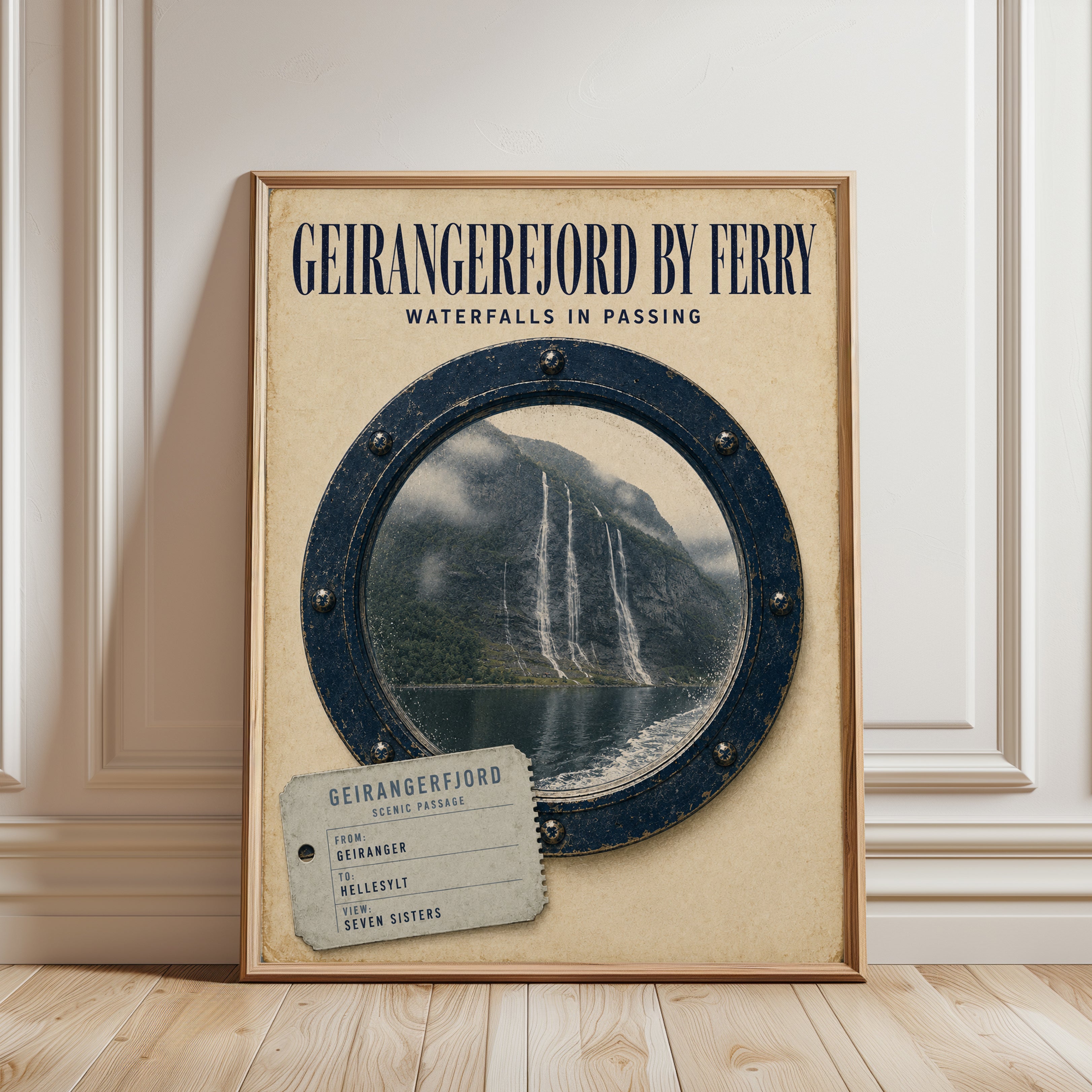 Norway Travel Poster - framed detail