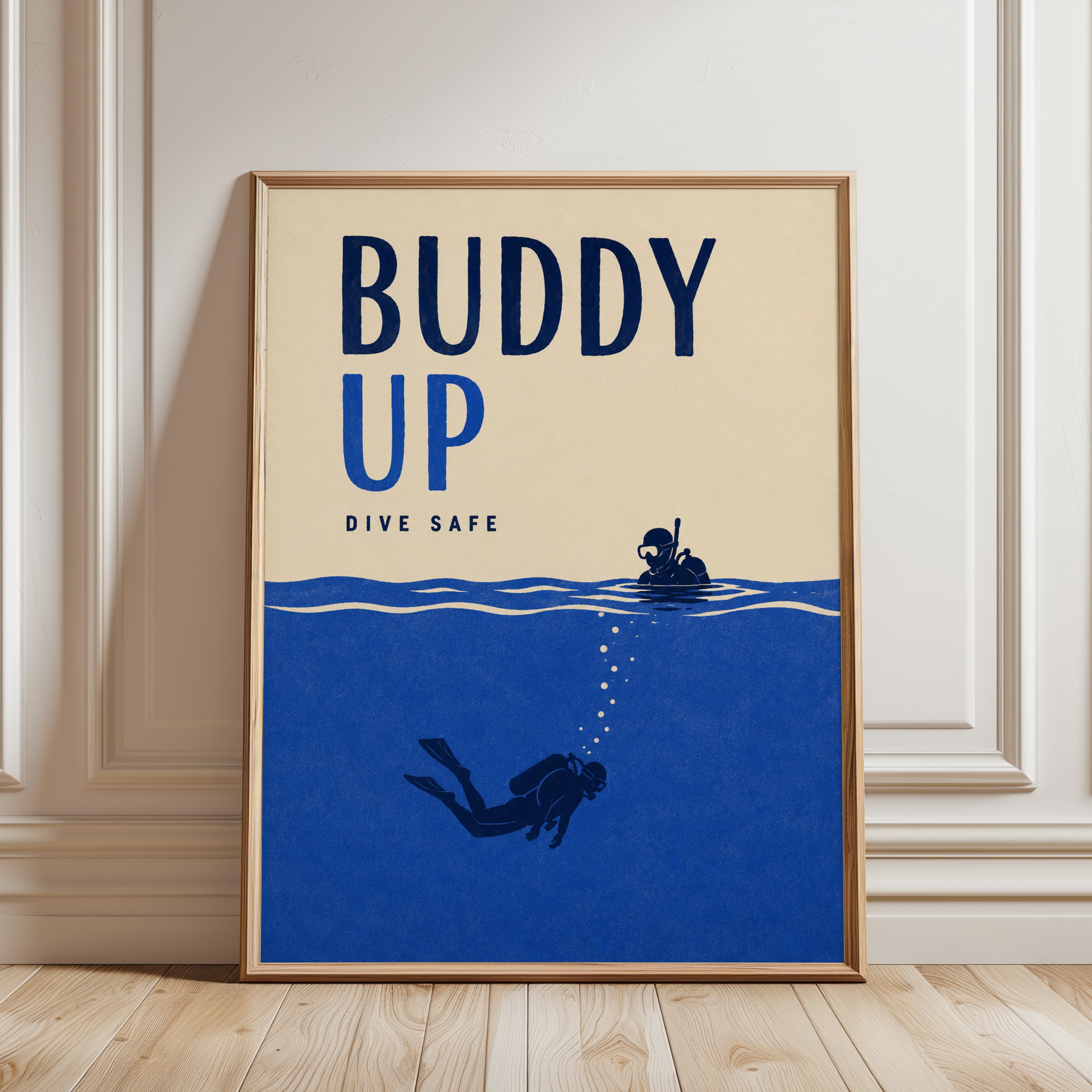 Dive Safety Poster – Buddy Up Print - framed detail