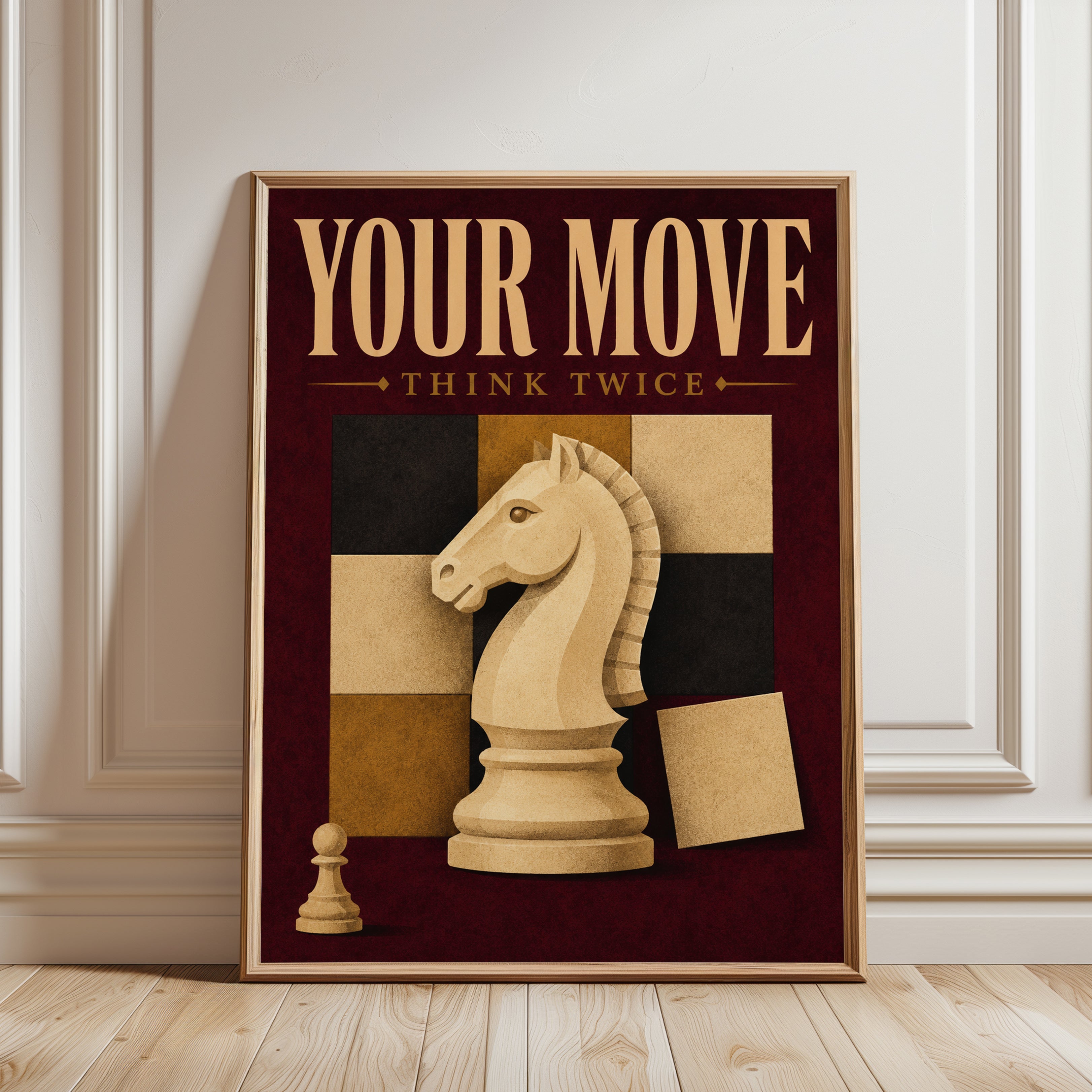 Chess Wall Art – Your Move Think Twice Print - framed detail