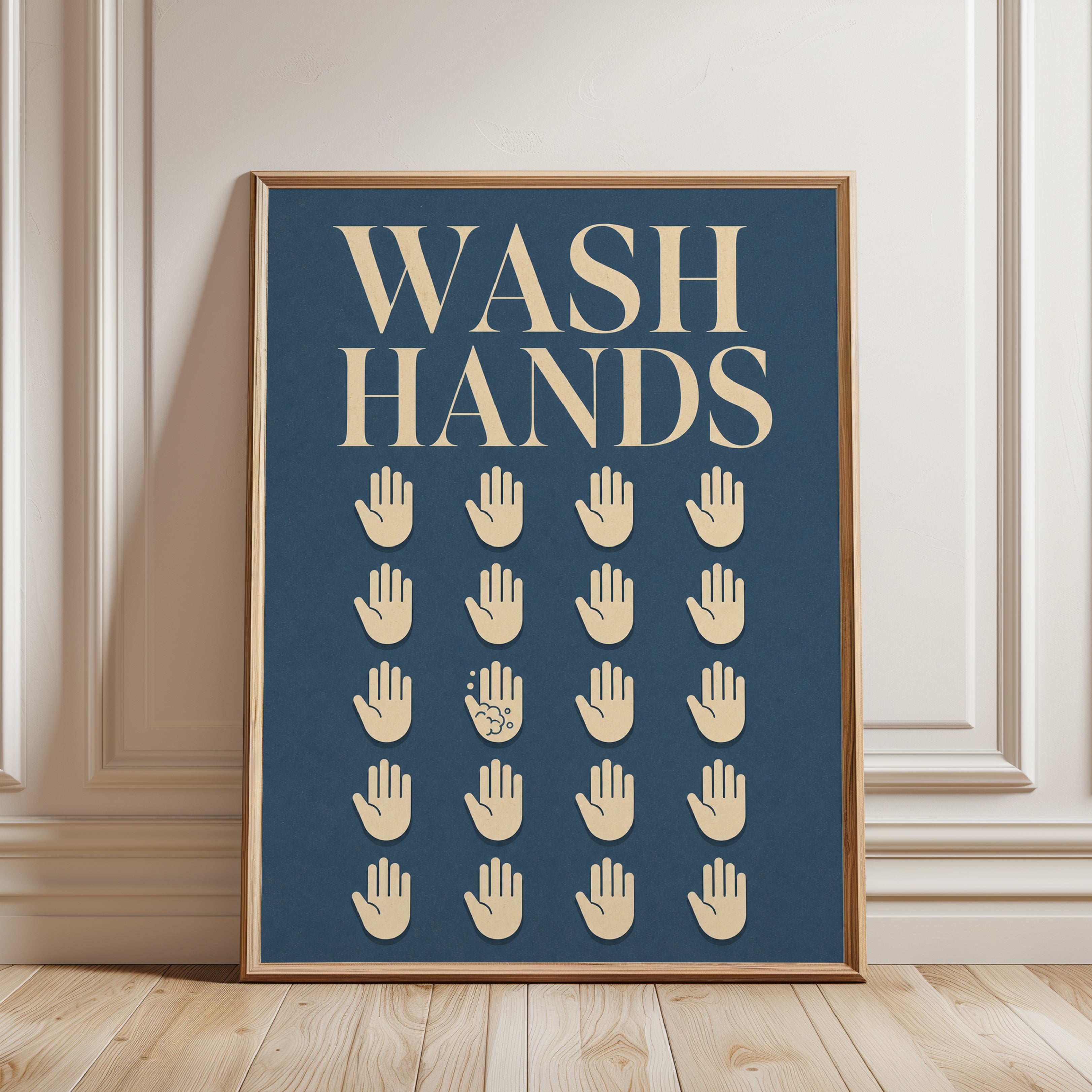 Wash Hands Bathroom Print - framed detail