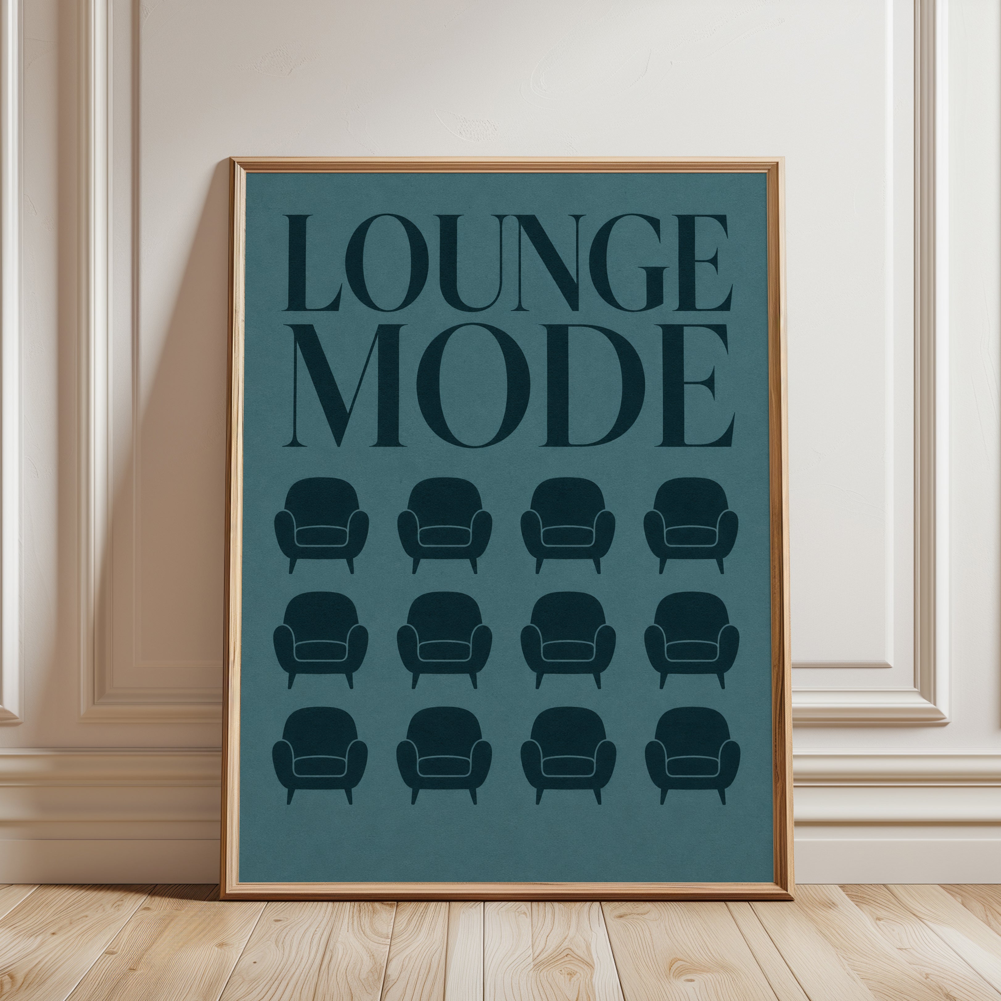 Retro Lounge Mode Print – Armchair Icons - framed detail