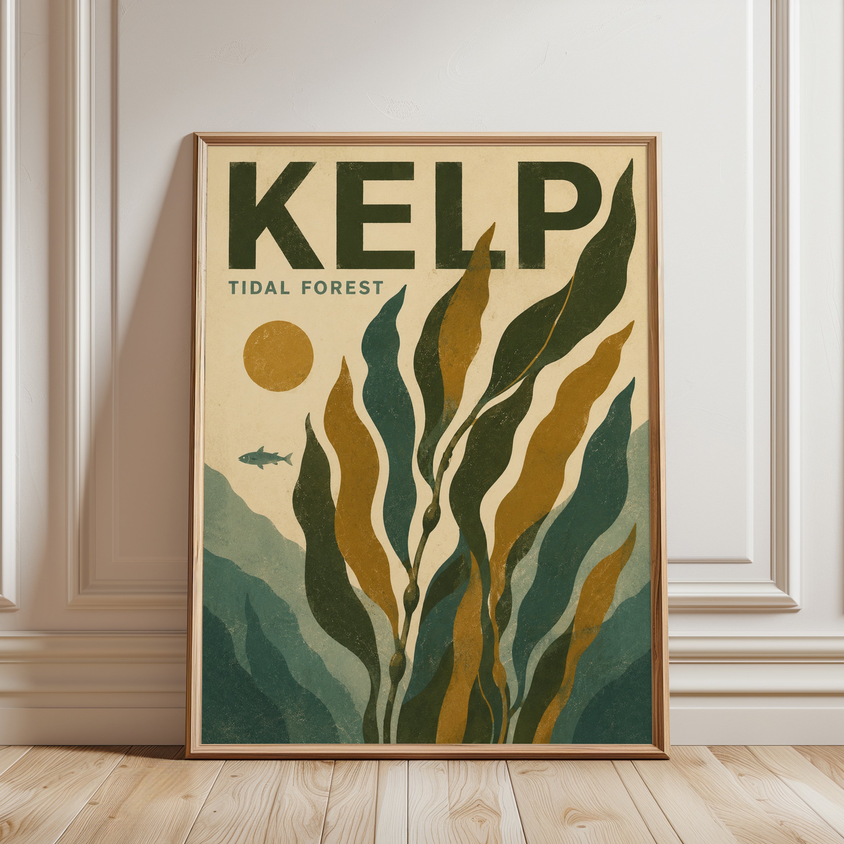 Kelp Forest Poster – Ocean Wall Art - framed detail