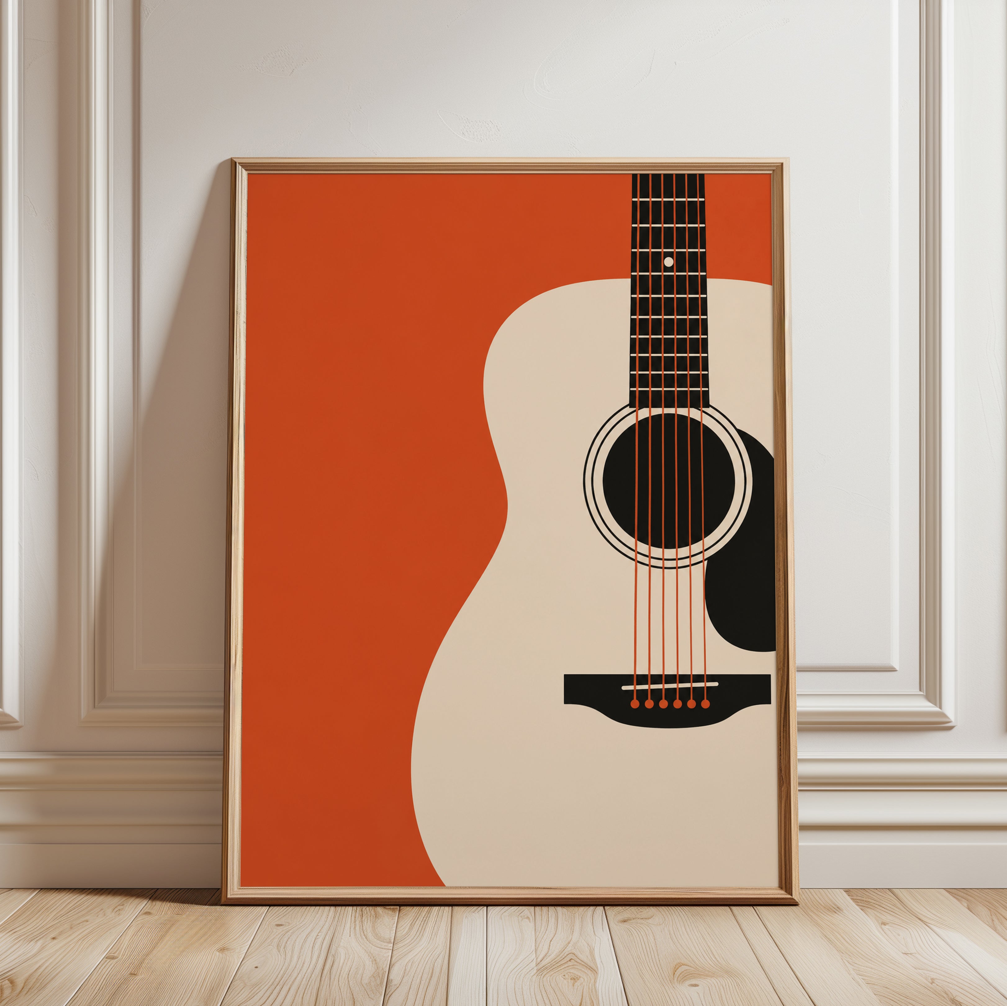 Guitar Print – Modern Music Wall Art - framed detail