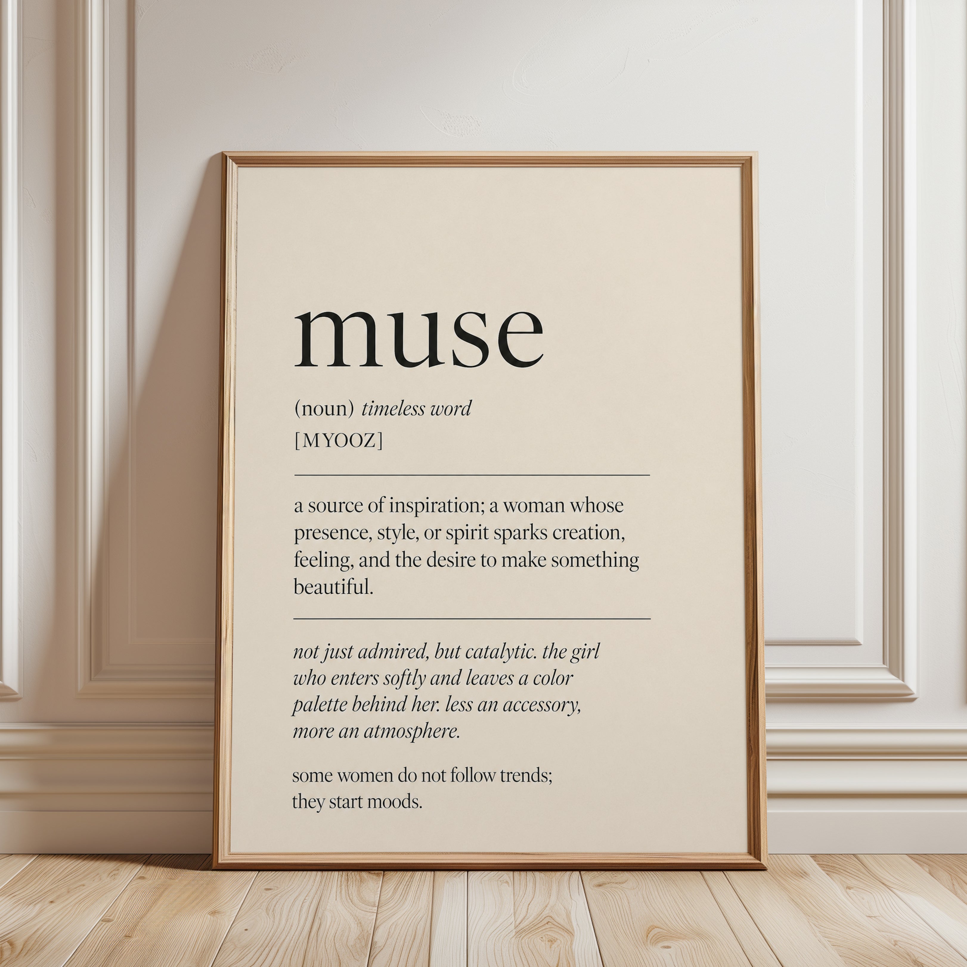 Muse Definition Print: Minimalist Typography Wall Art - framed detail