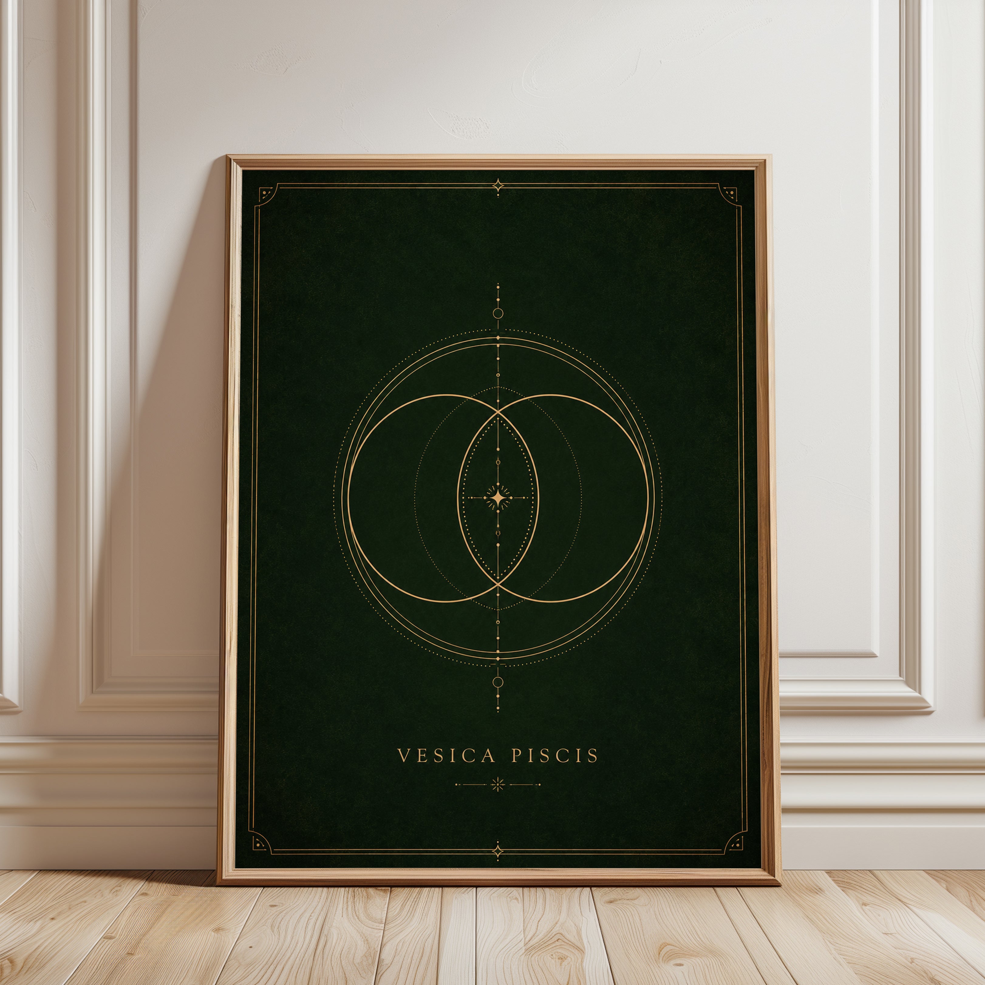 Sacred Geometry Wall Art: Vesica Piscis Design - framed detail