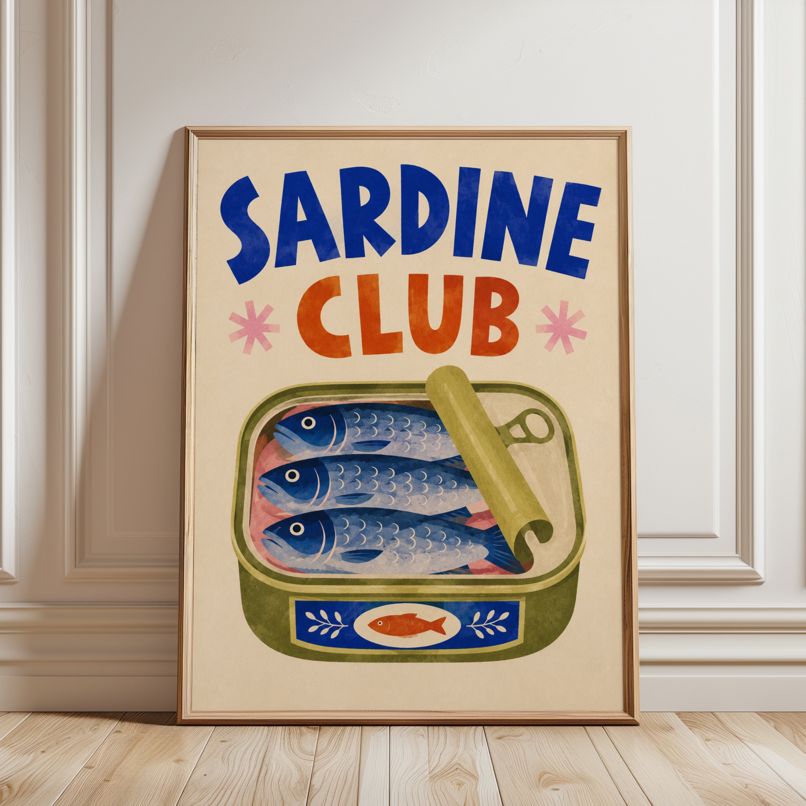 Sardine Can Wall Art – Retro Kitchen Print - framed detail