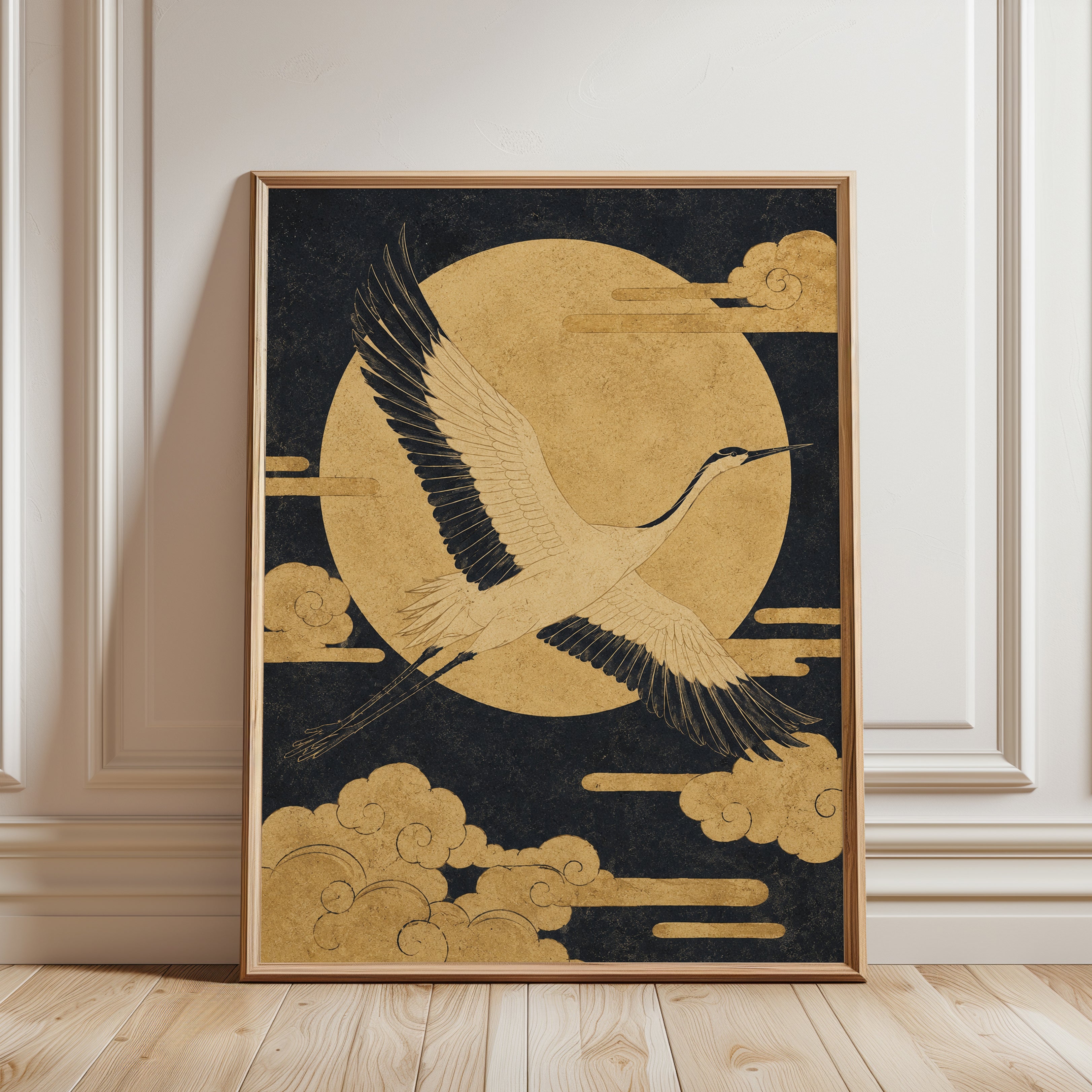 Japanese Crane Print - framed detail