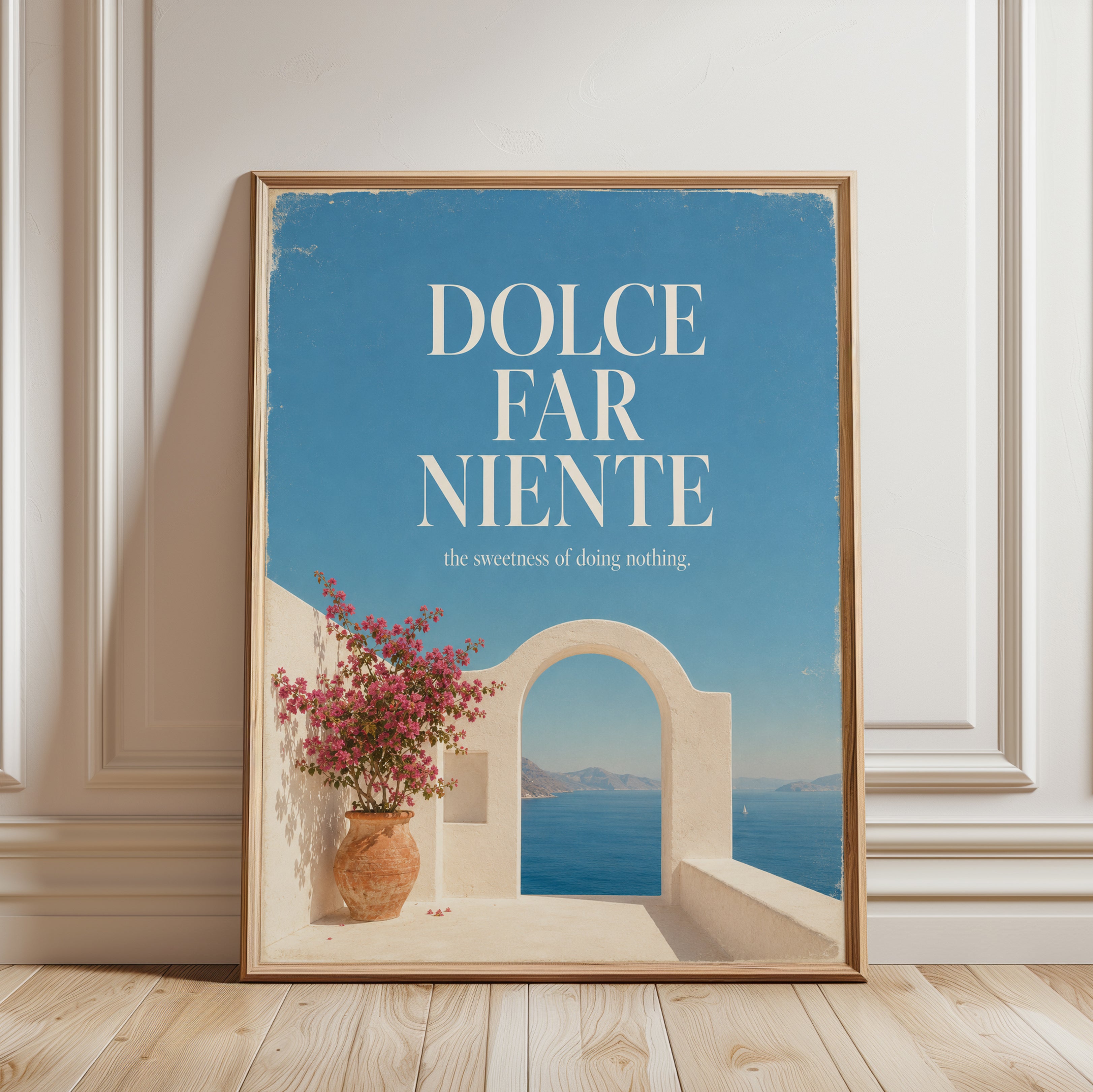 Italian Quote Wall Art – Dolce Far Niente Print - framed detail