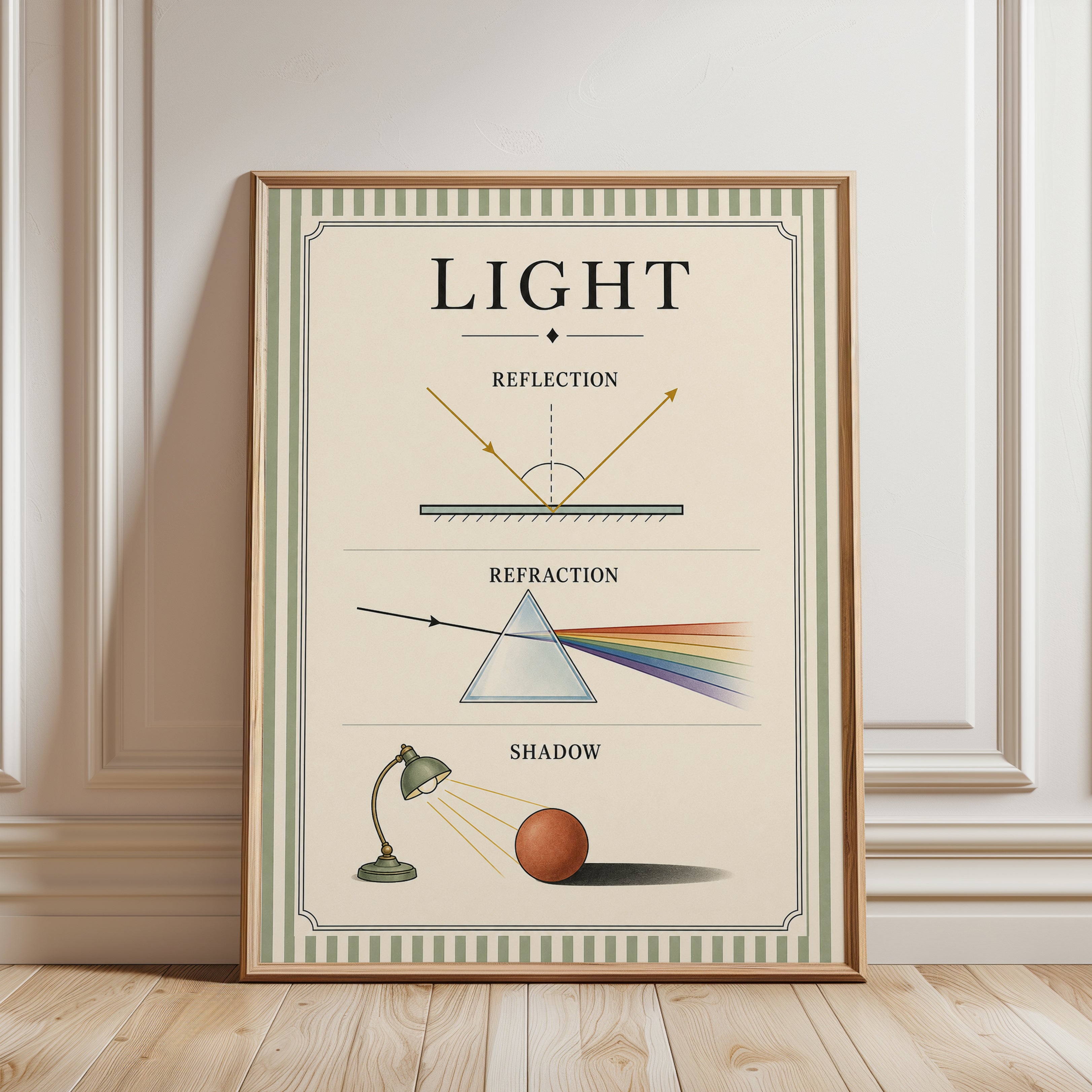 Science Wall Art – Light Physics Poster - framed detail