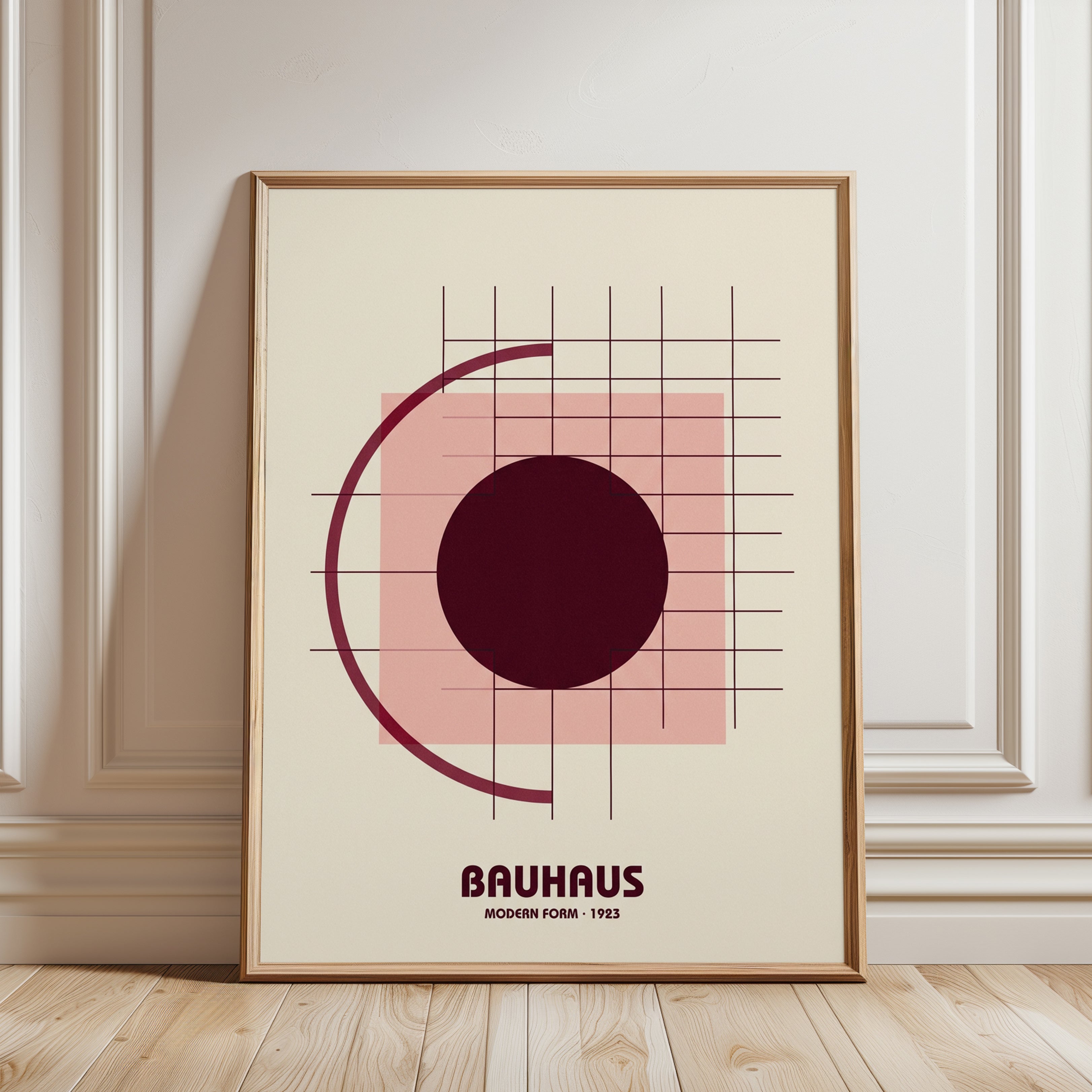 Bauhaus Geometric Poster: Modern Form Grid Design 1923 - framed detail
