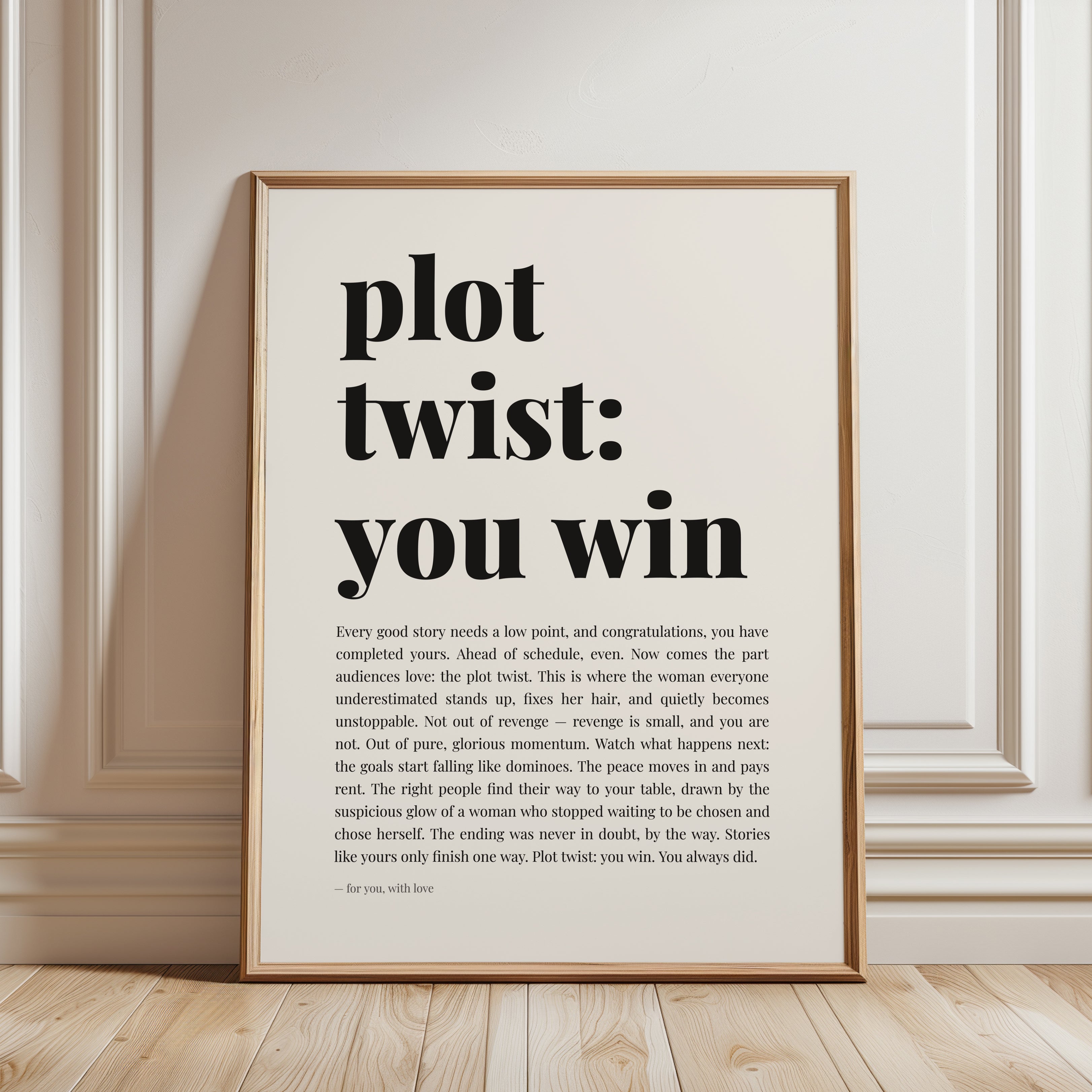 Motivational Wall Art – Empowerment Quote Print - framed detail