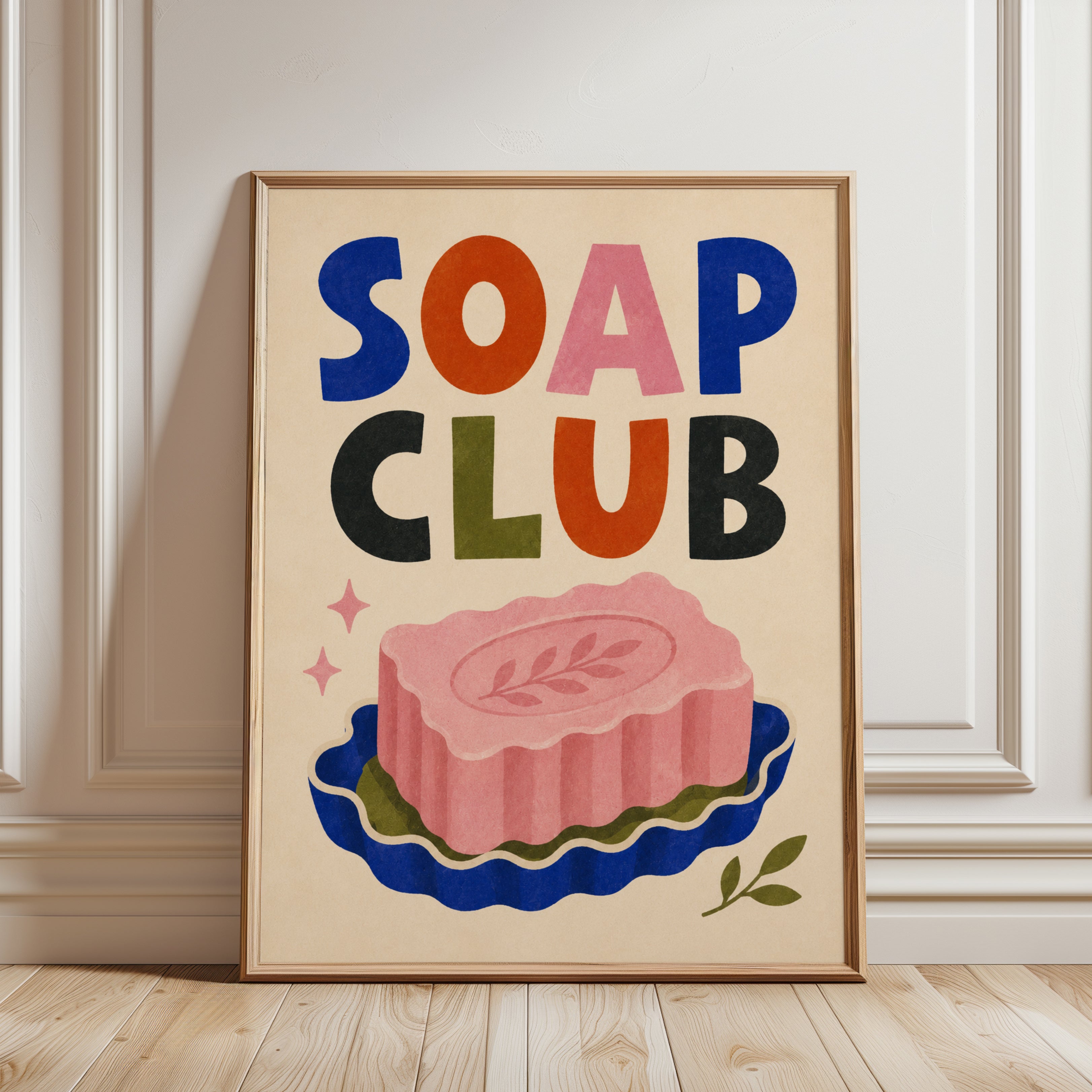 Soap Club Wall Art – Retro Bathroom Print - framed detail