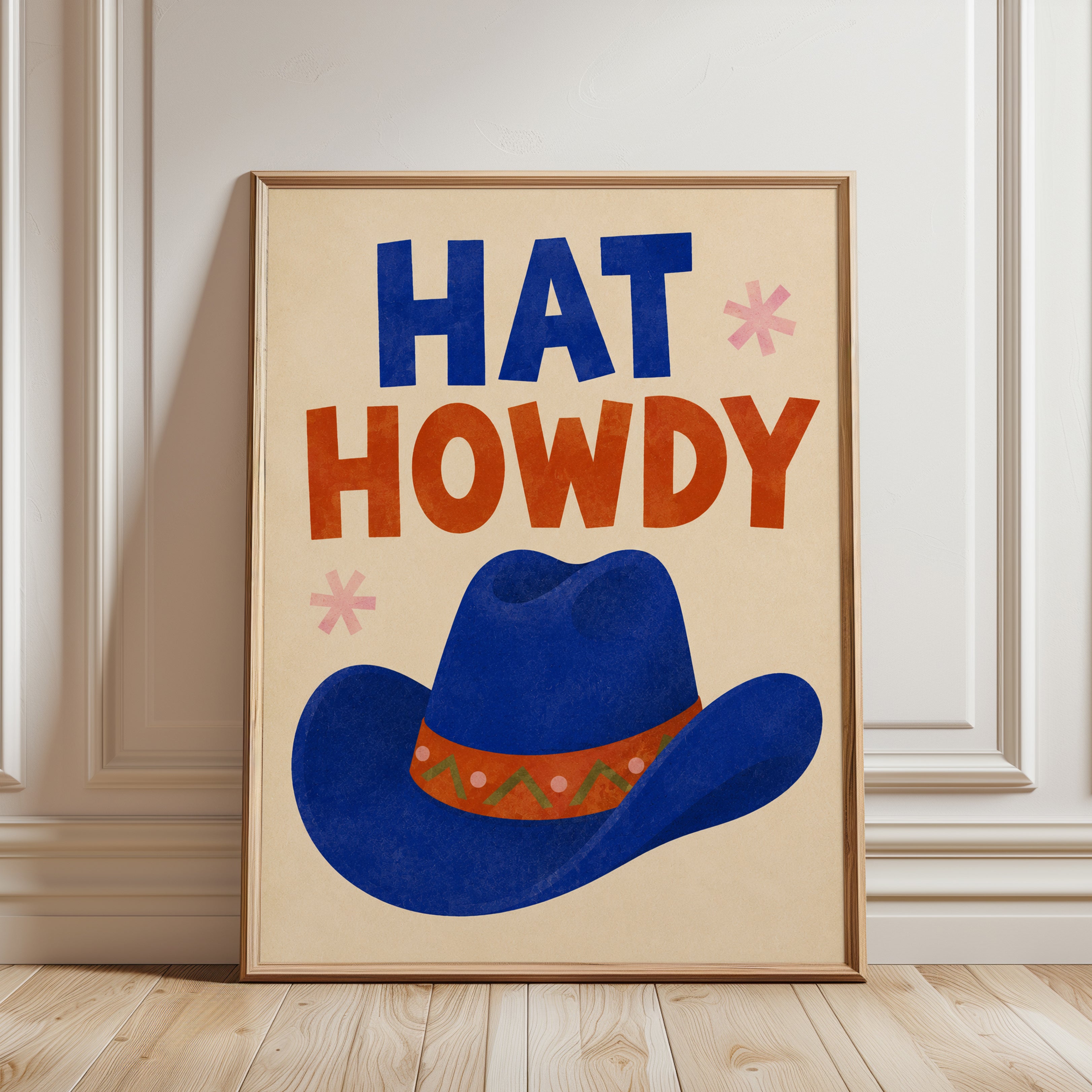 Cowboy Typography Print – Howdy Wall Art - framed detail