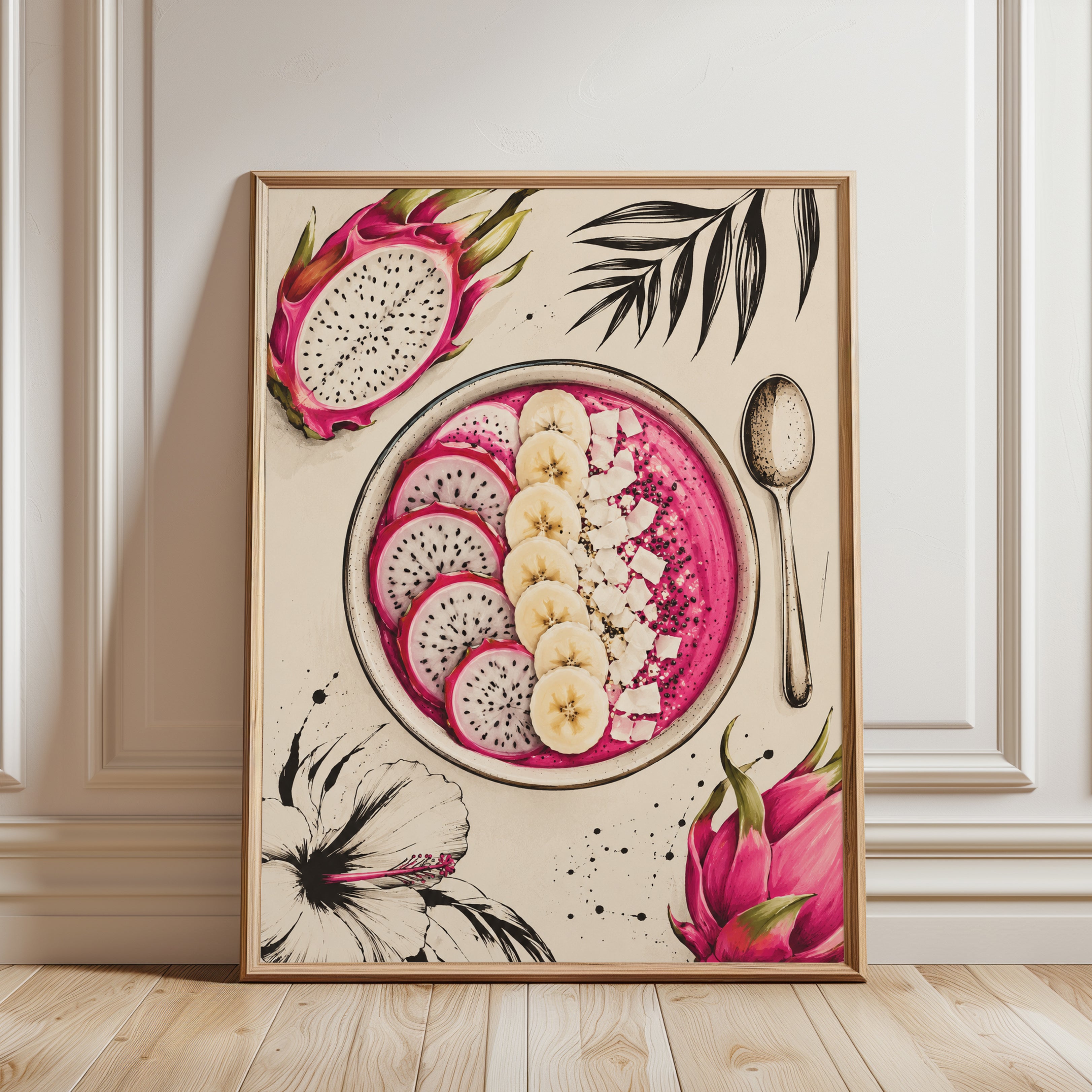 Dragon Fruit Wall Art - framed detail
