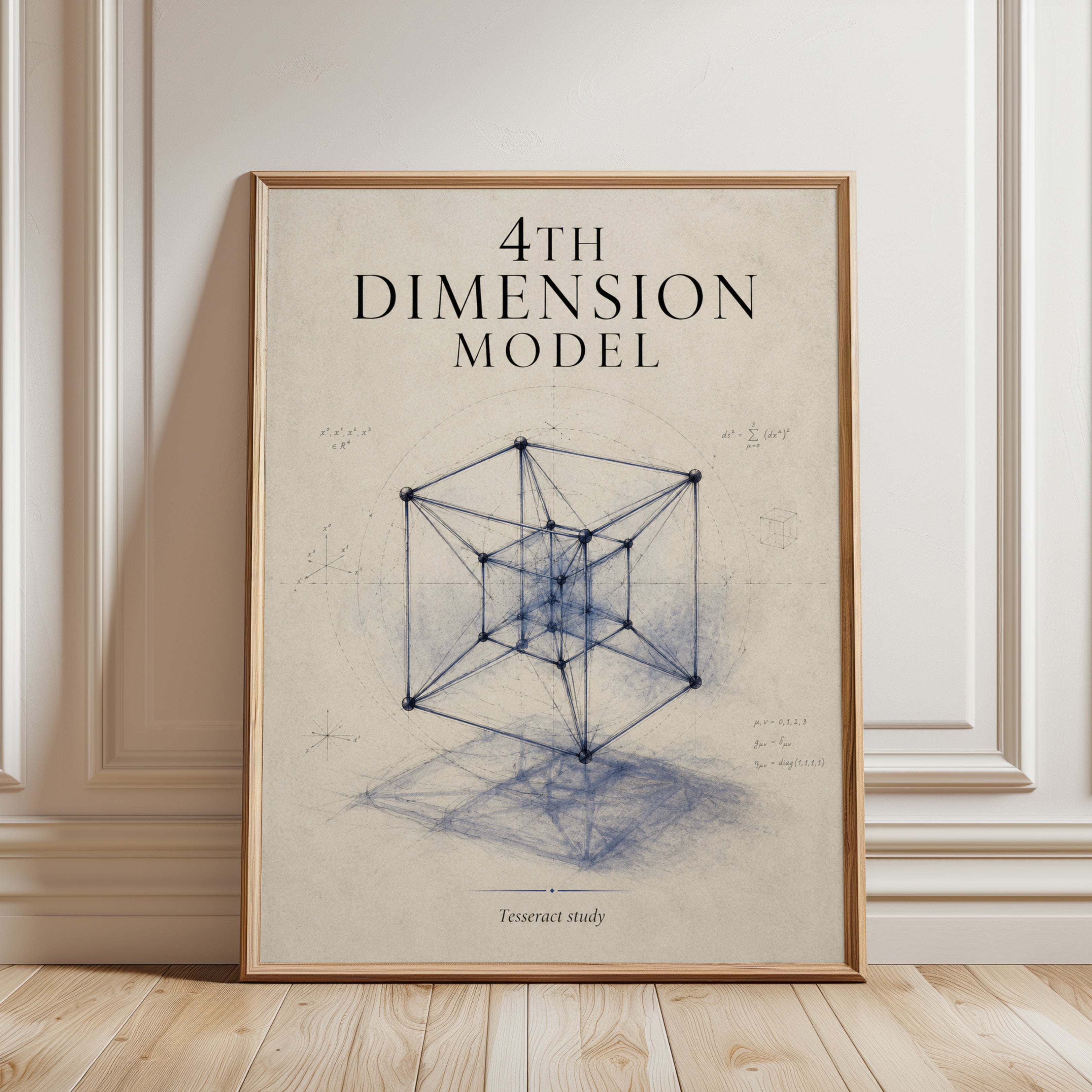 Geometry Wall Art – 4th Dimension Model Print - framed detail