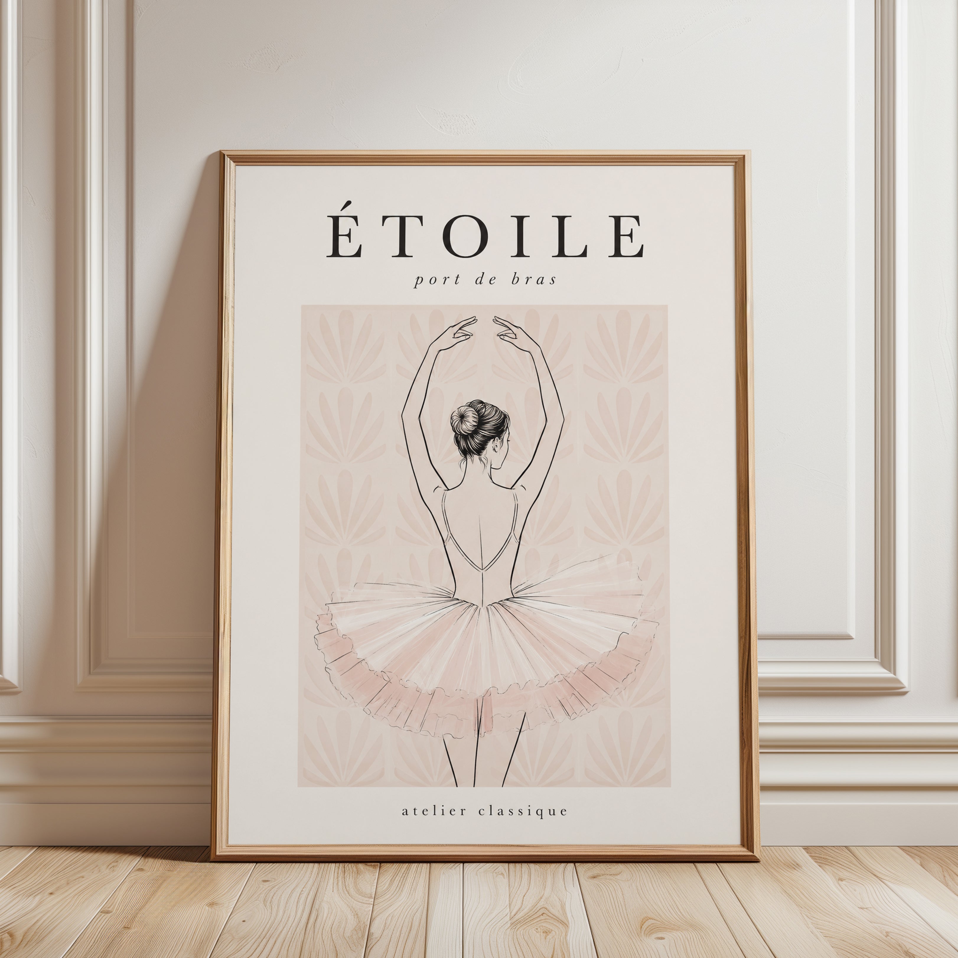 Ballet Dancer Line Art Print - framed detail