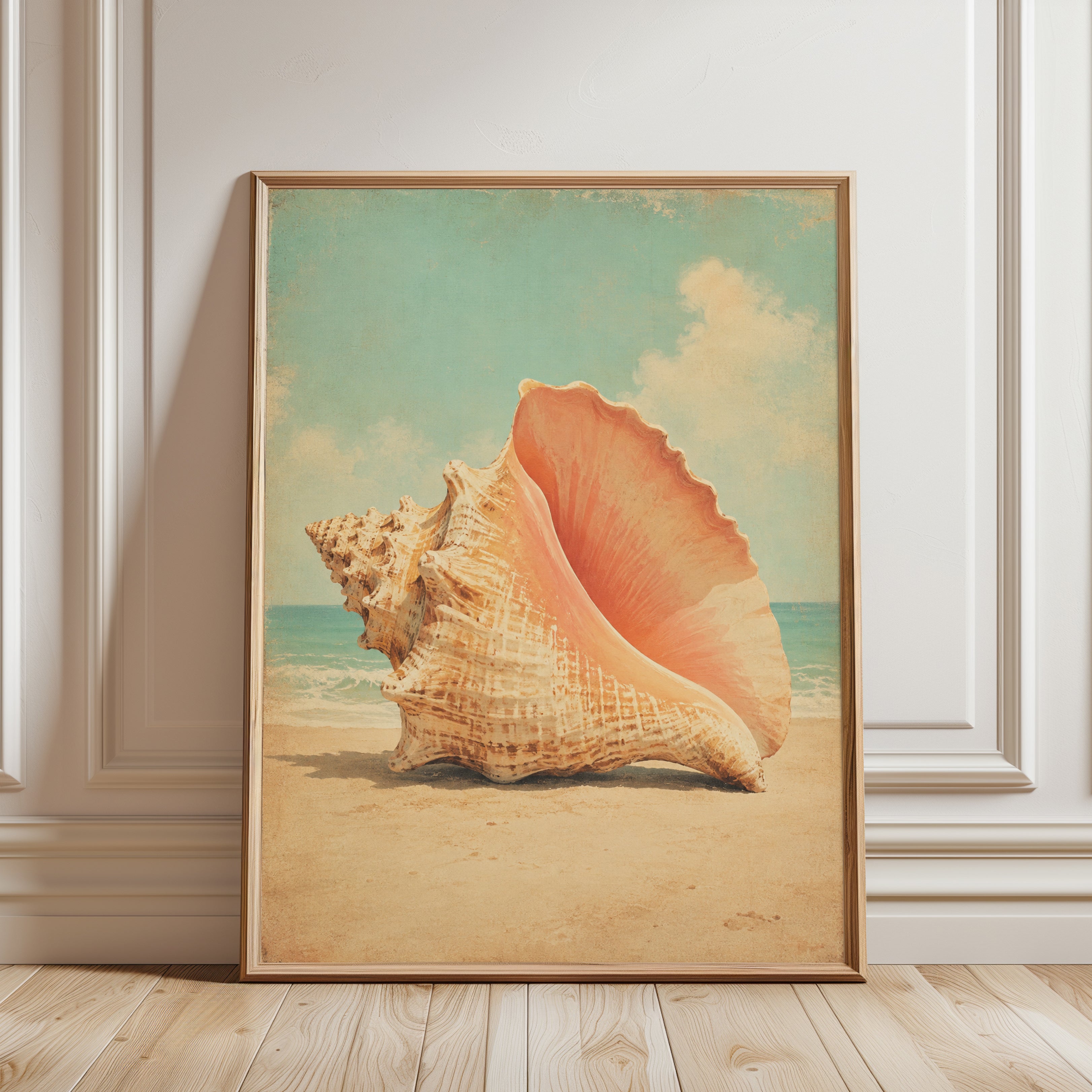 Seashell Wall Art – Coastal Print - framed detail