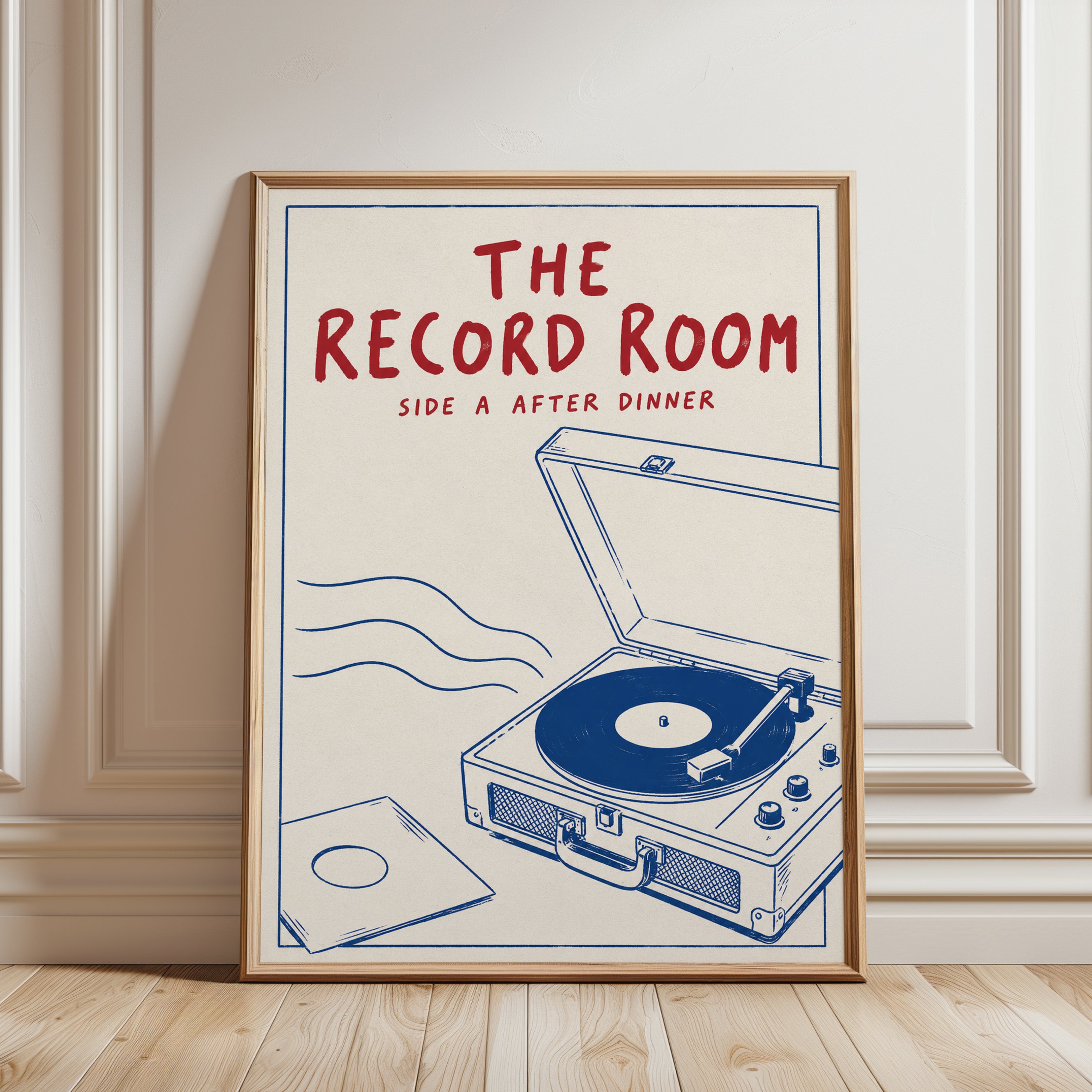 Record Player Wall Art – Vinyl Turntable Print - framed detail