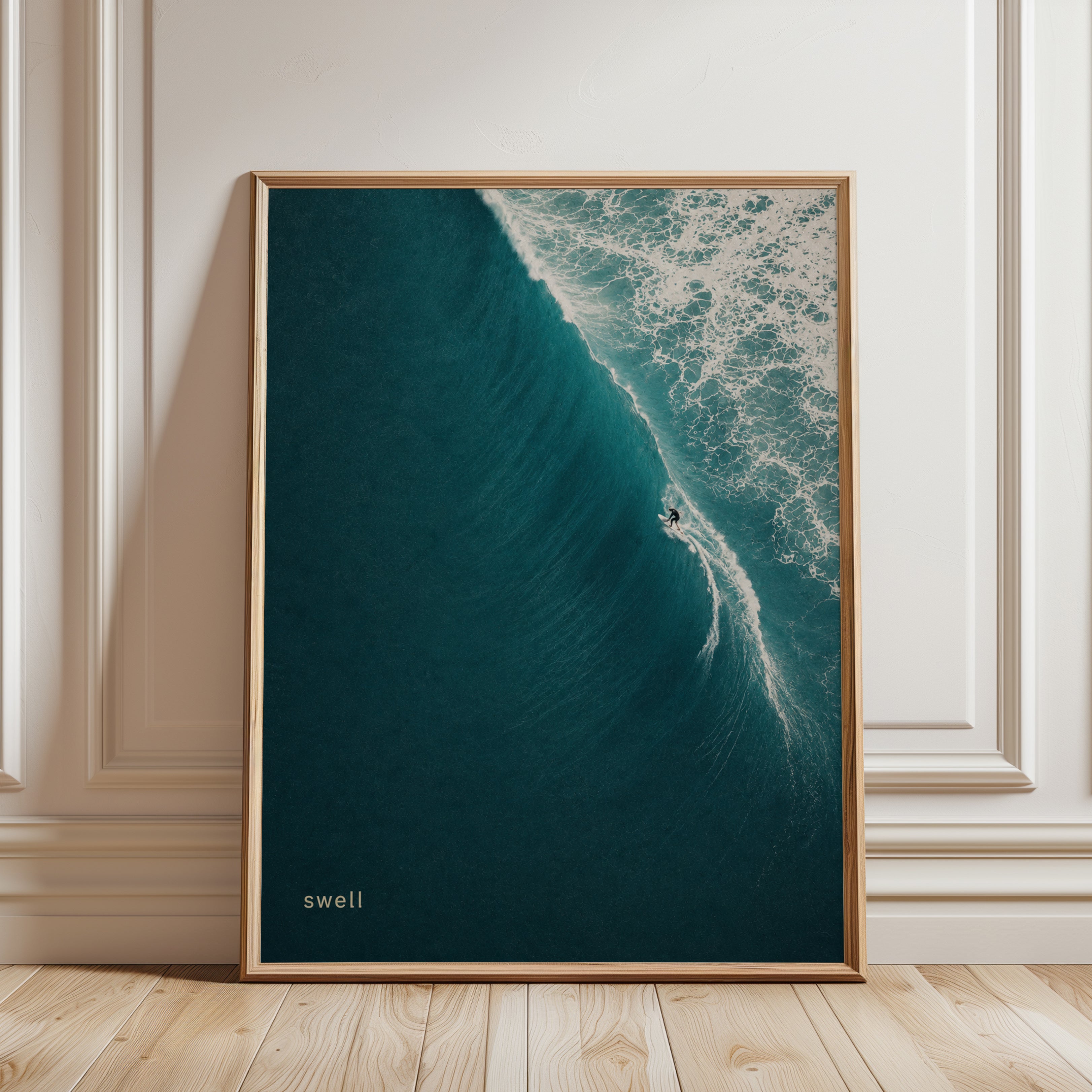 Ocean Wave Wall Art – Surfing Print - framed detail