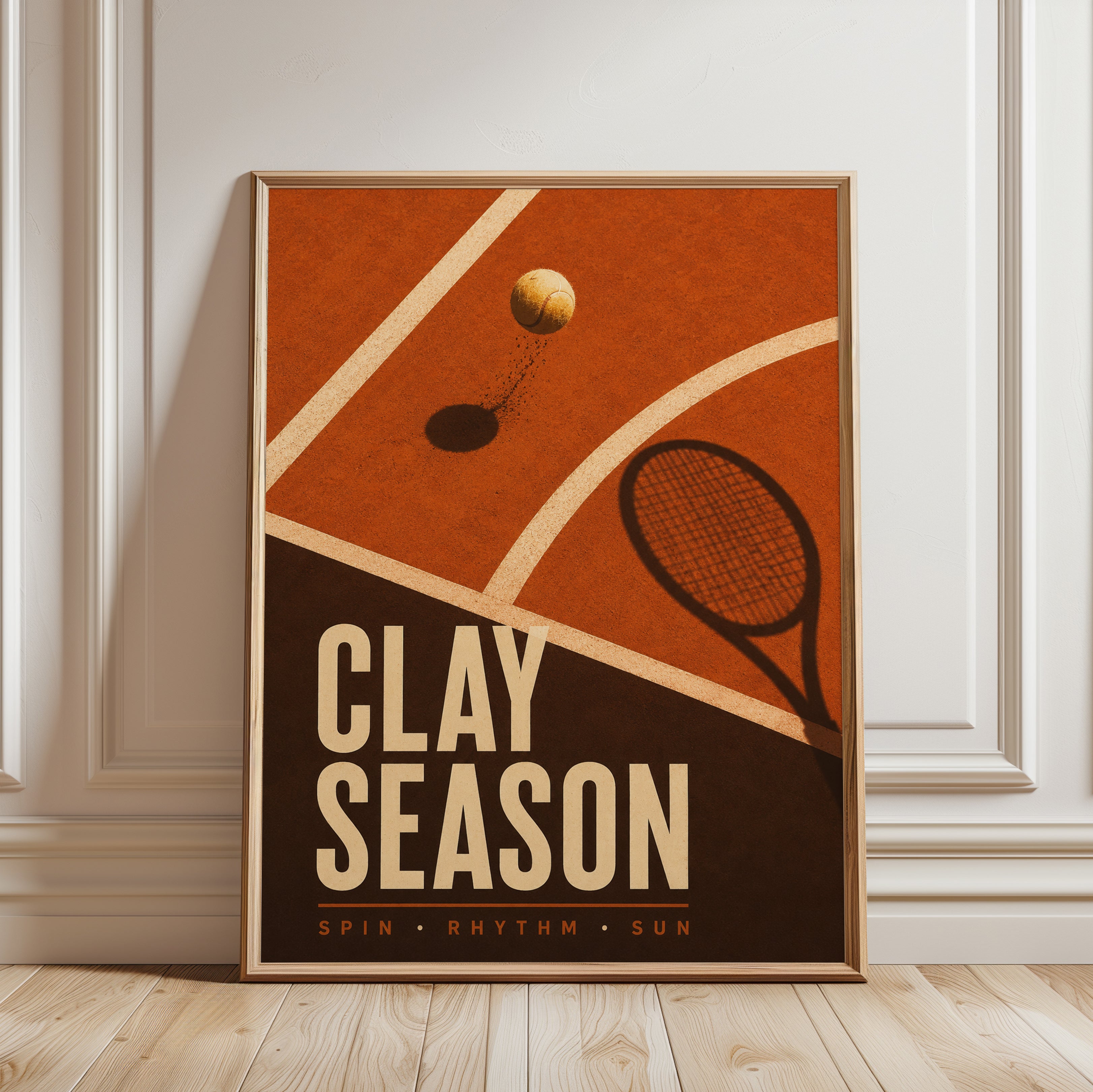 Retro Tennis Poster Print - framed detail