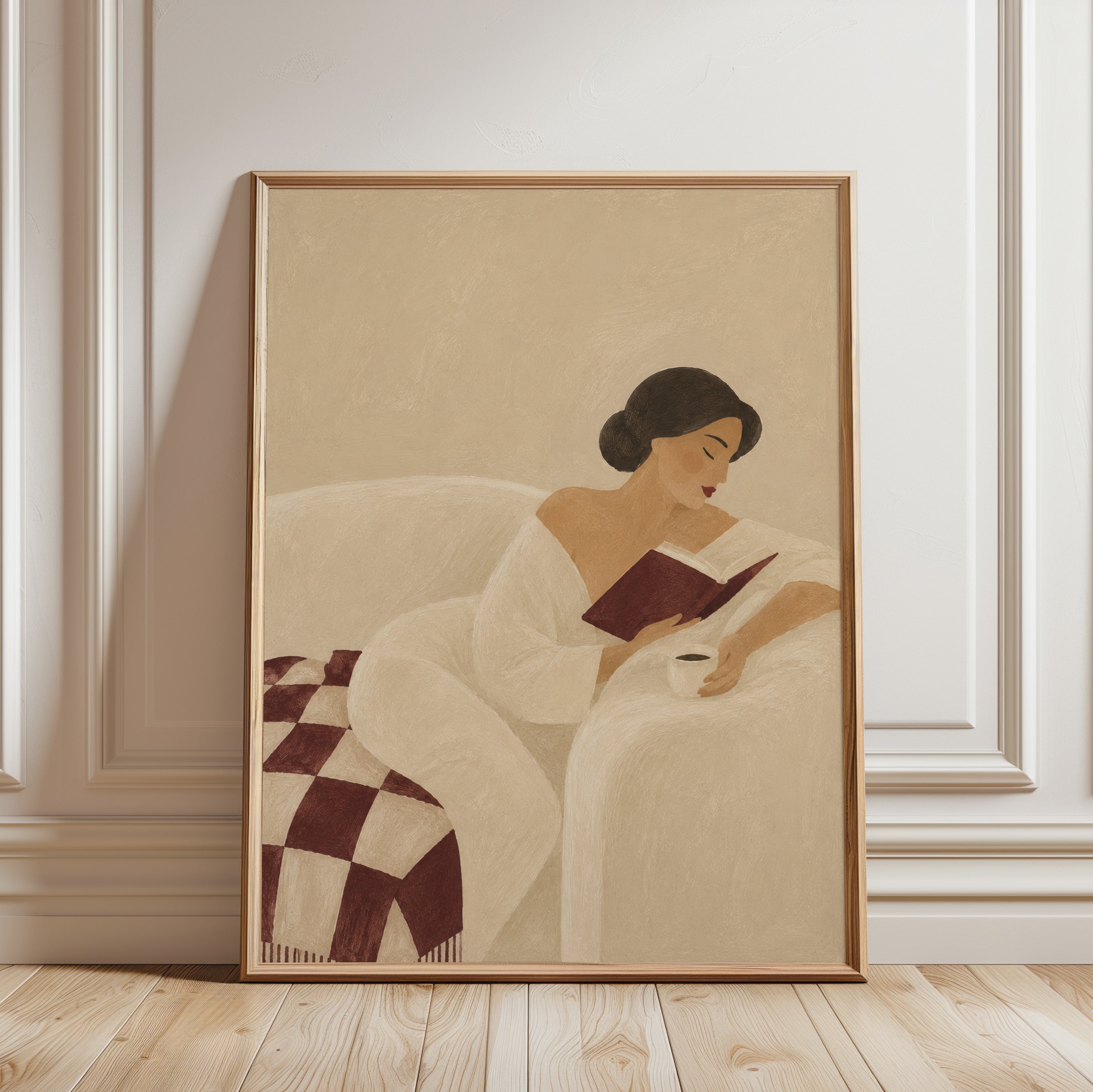 Woman Reading in Bed Print - framed detail