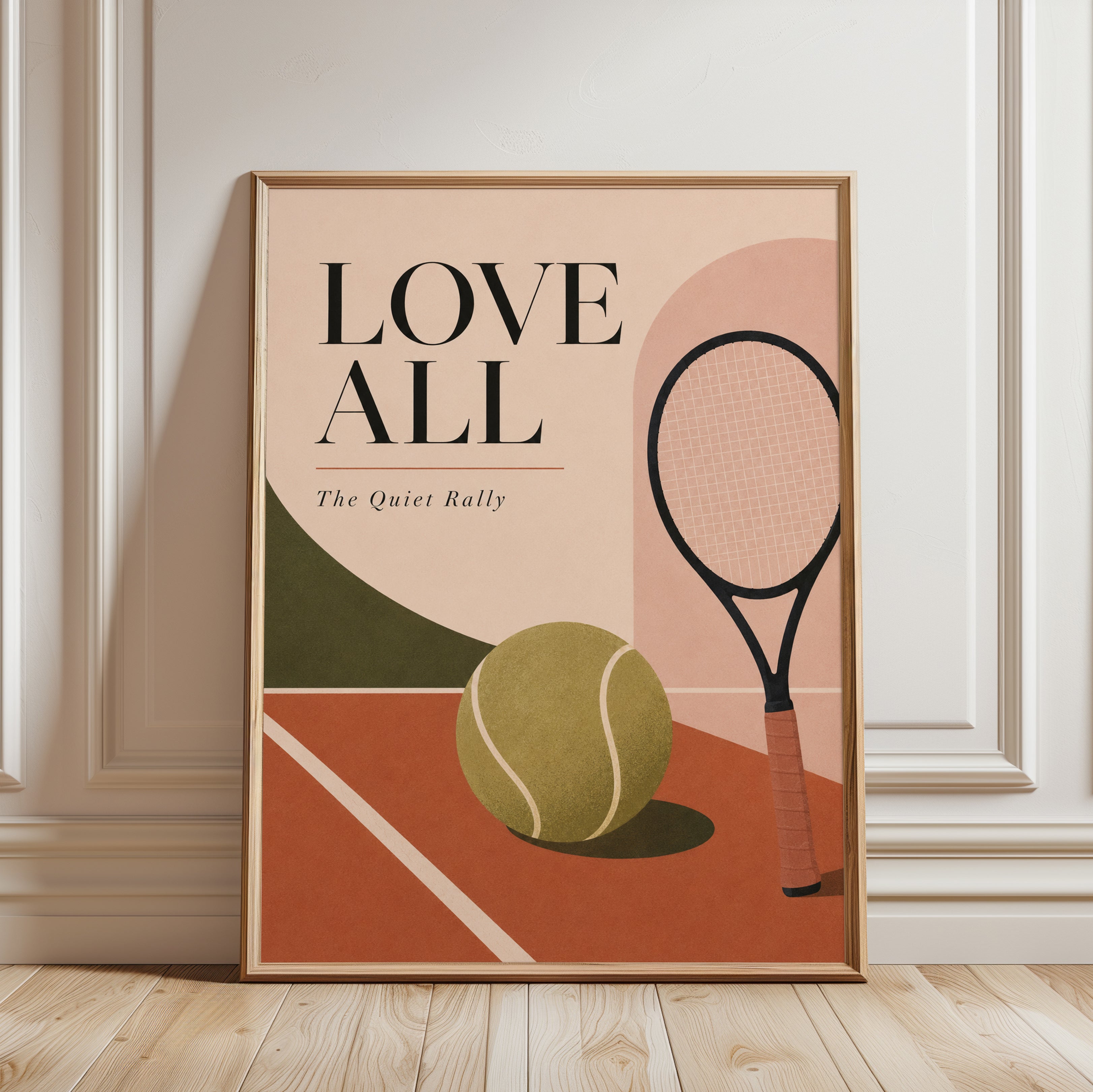 Love All Tennis Print: Vintage Sports Poster - framed detail