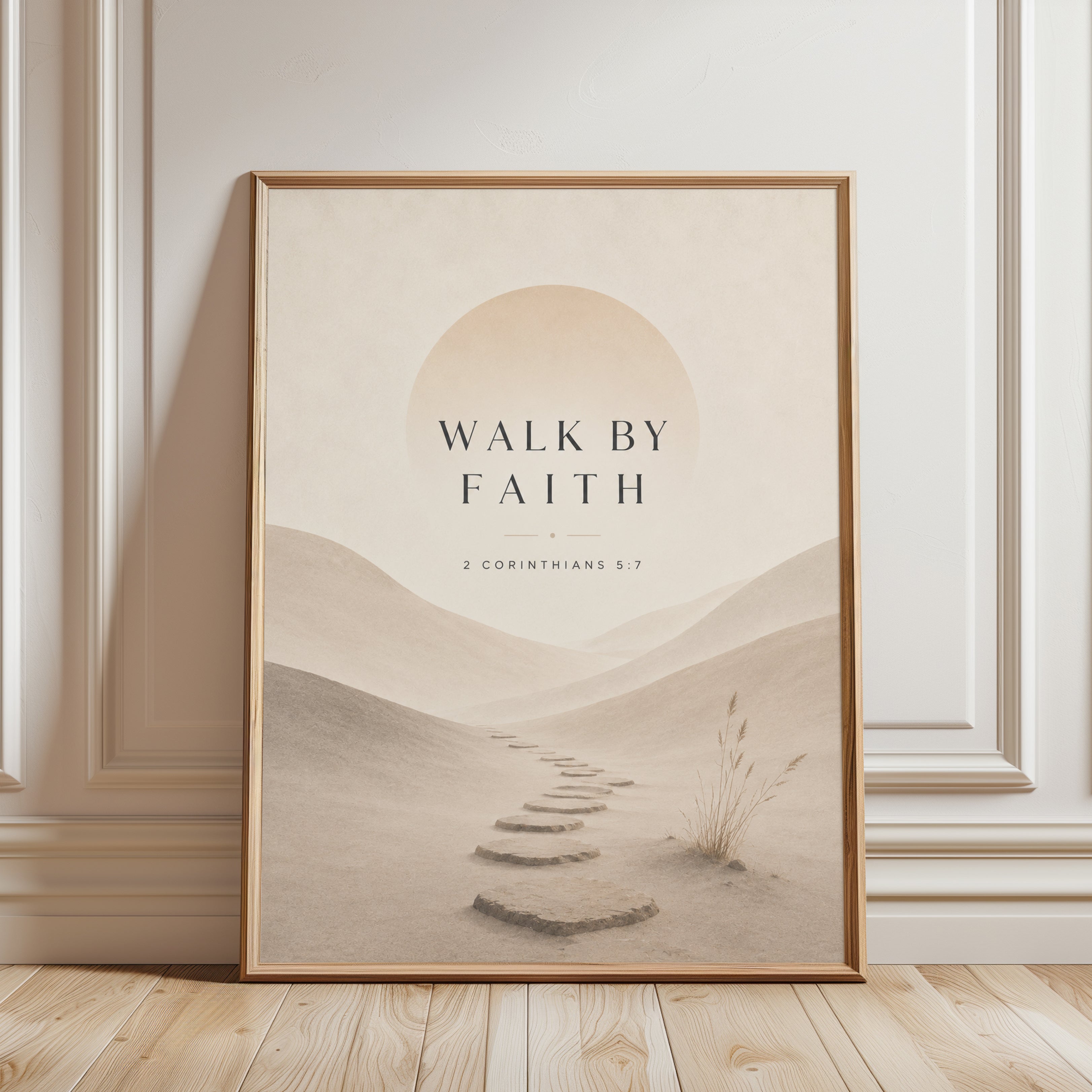 Walk By Faith Print – Bible Verse Wall Art - framed detail