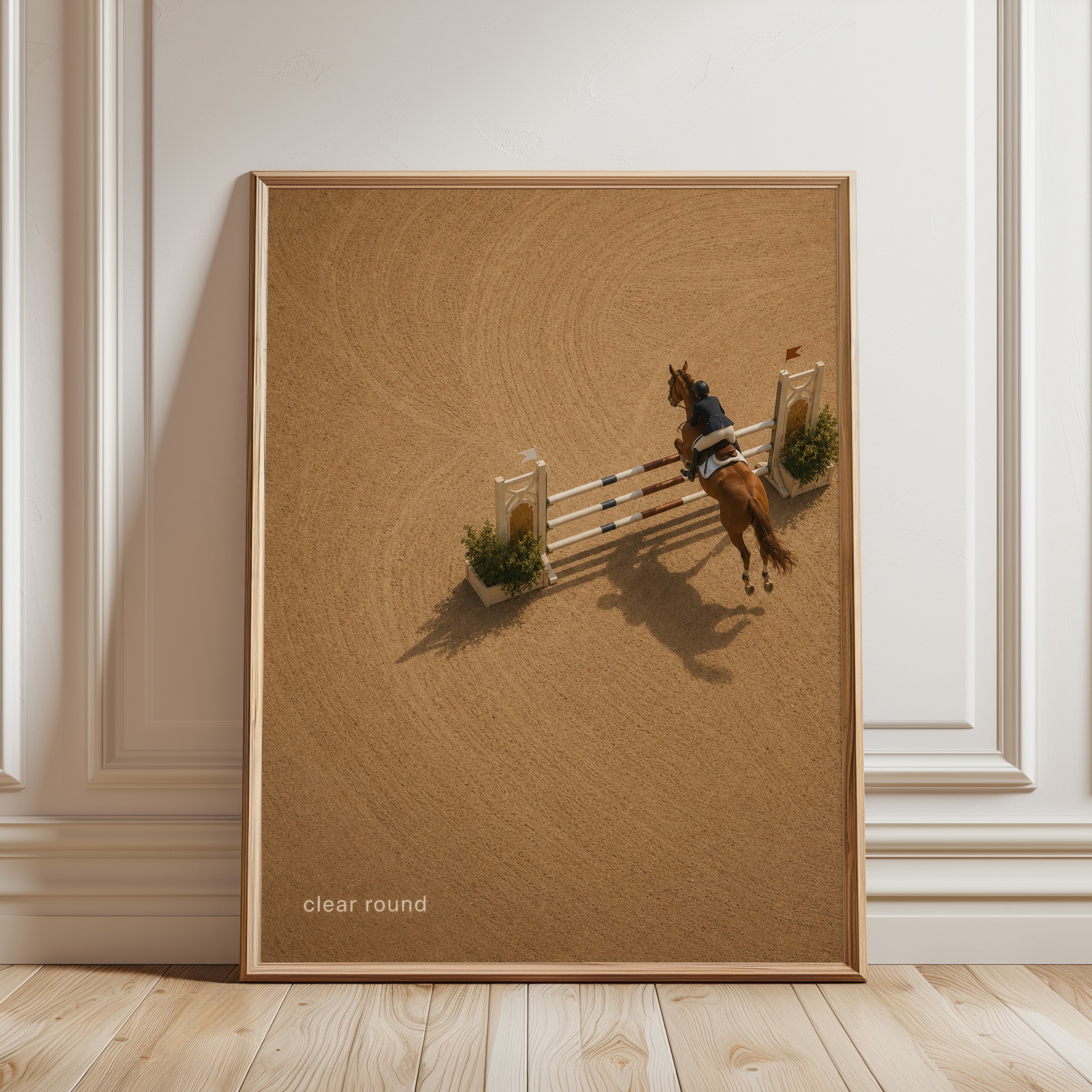 Equestrian Wall Art – Horse Jumping Print - framed detail