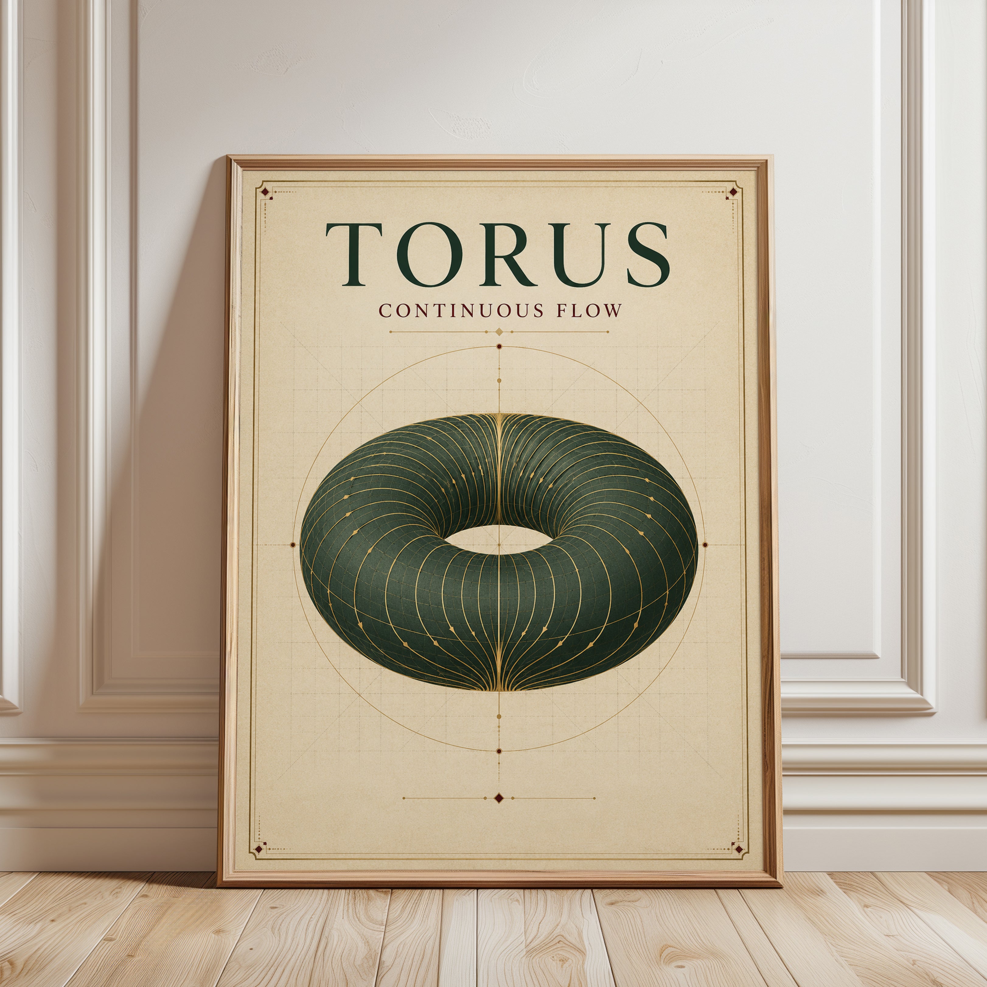 Geometric Wall Art – Torus Mathematics Print - framed detail