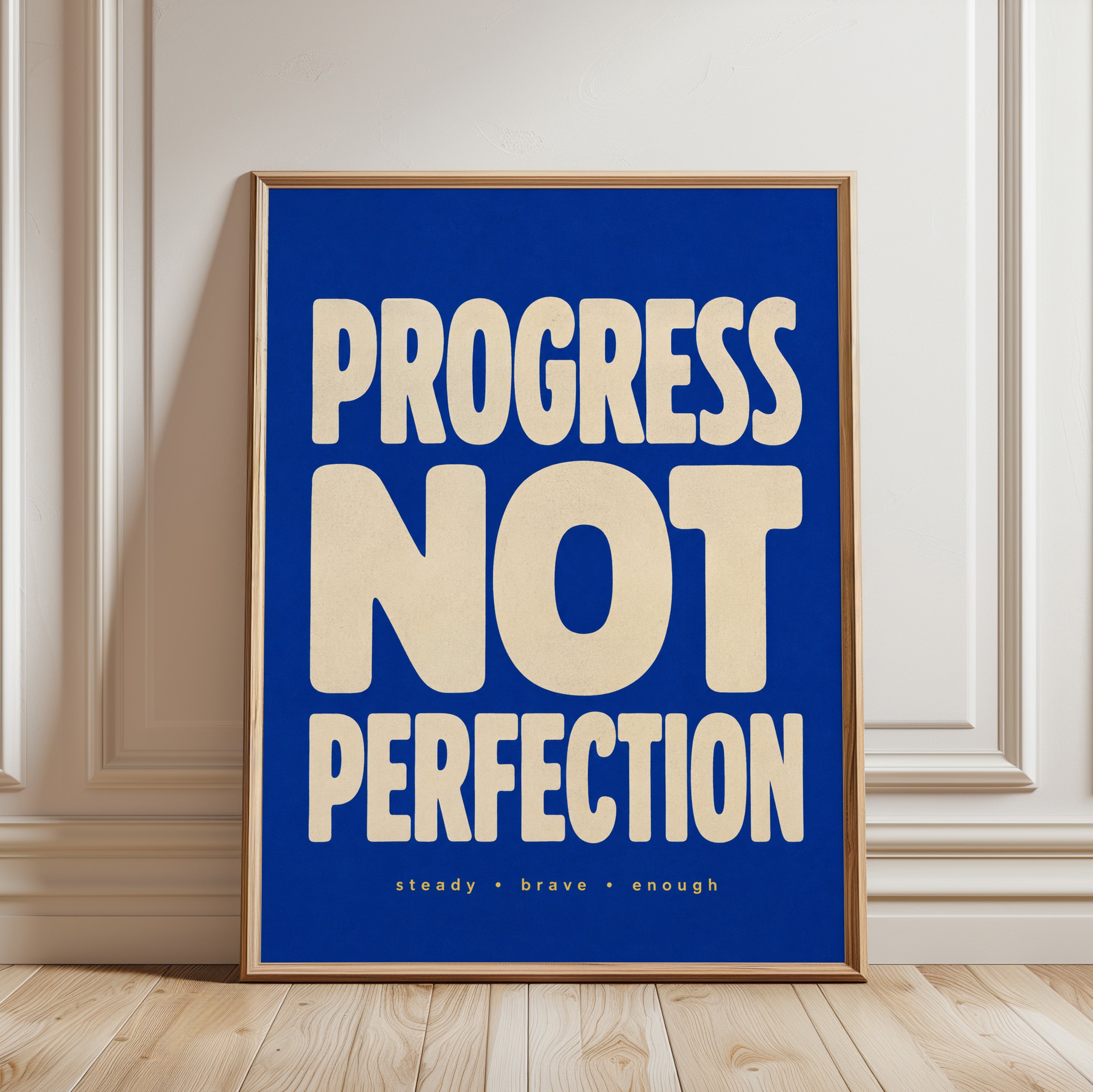 Motivational Wall Art: Progress Not Perfection - framed detail