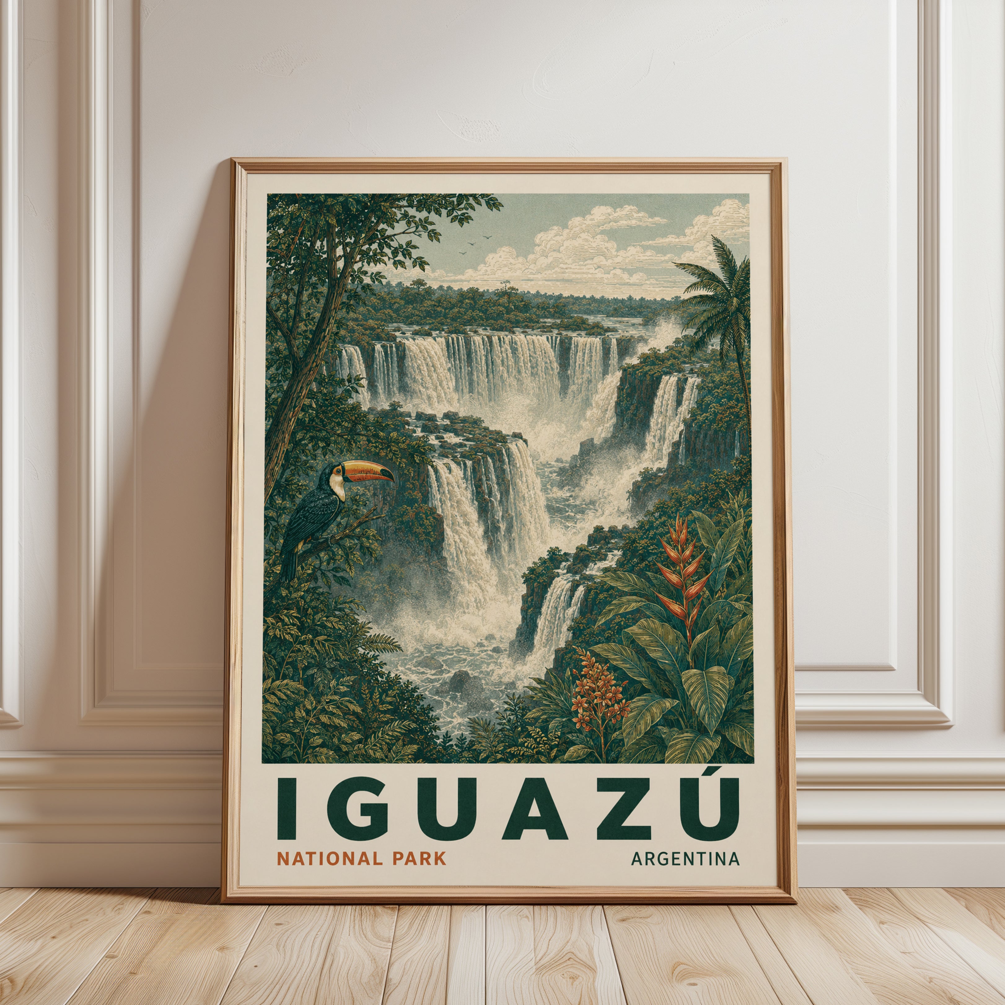 Iguazu Falls Poster – Argentina Travel Print - framed detail