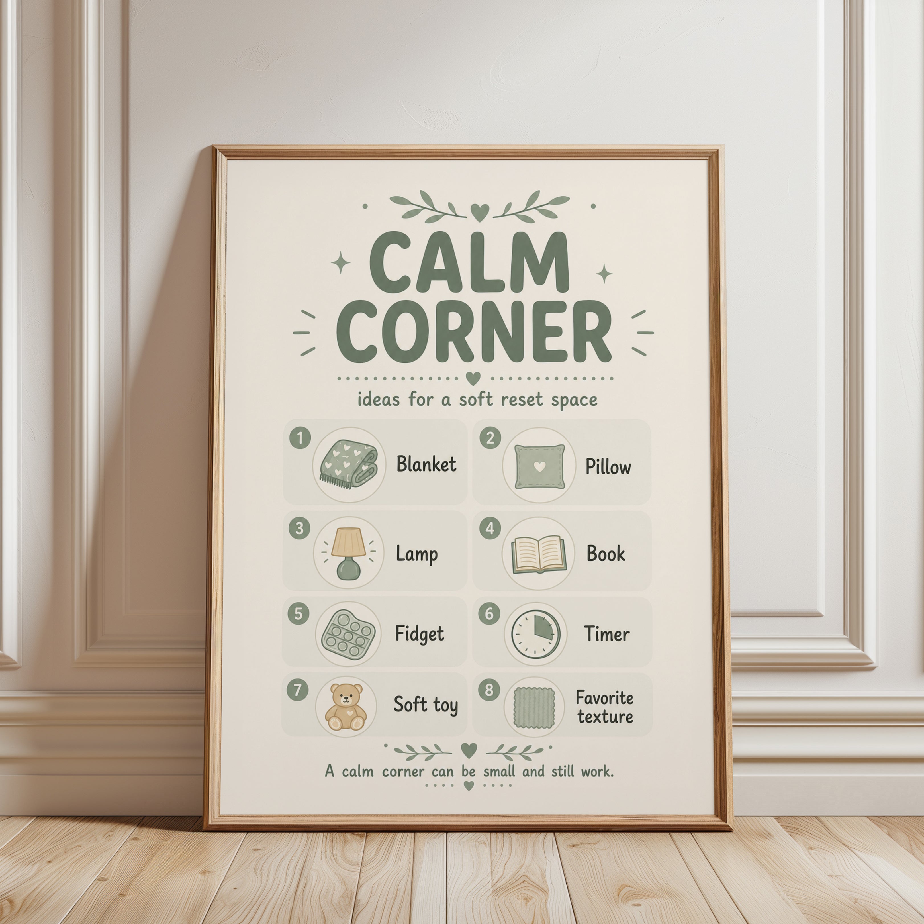 Soft Reset Space Print: Kids Room and Classroom Decor - framed detail