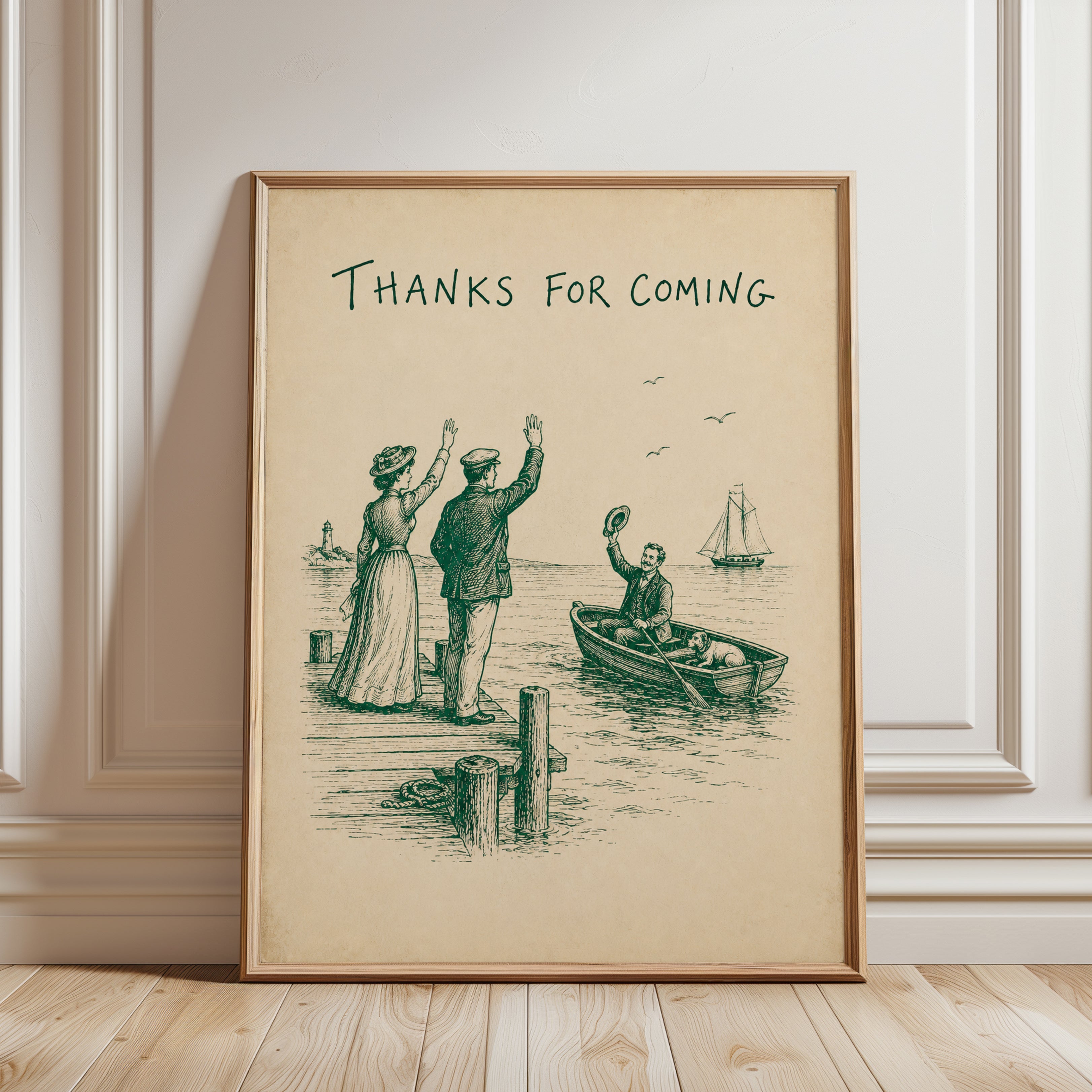 Vintage Nautical Farewell Print - framed detail