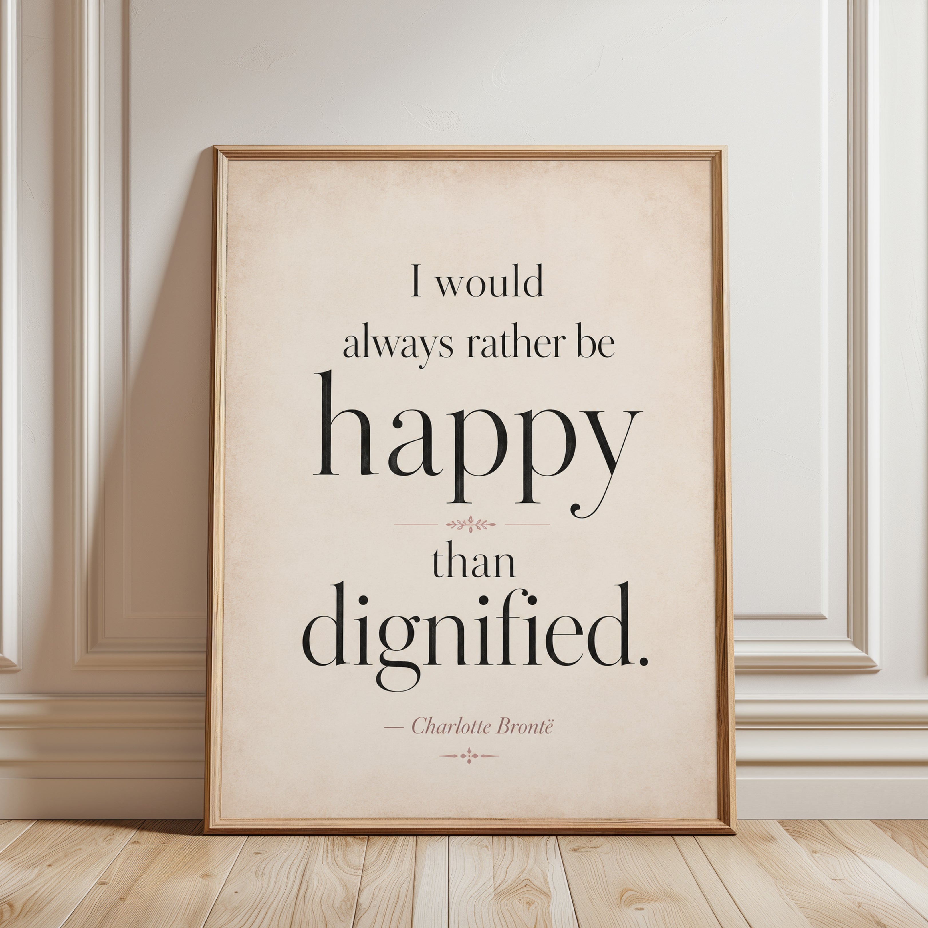 Happiness Quote Print – Literary Wall Art - framed detail