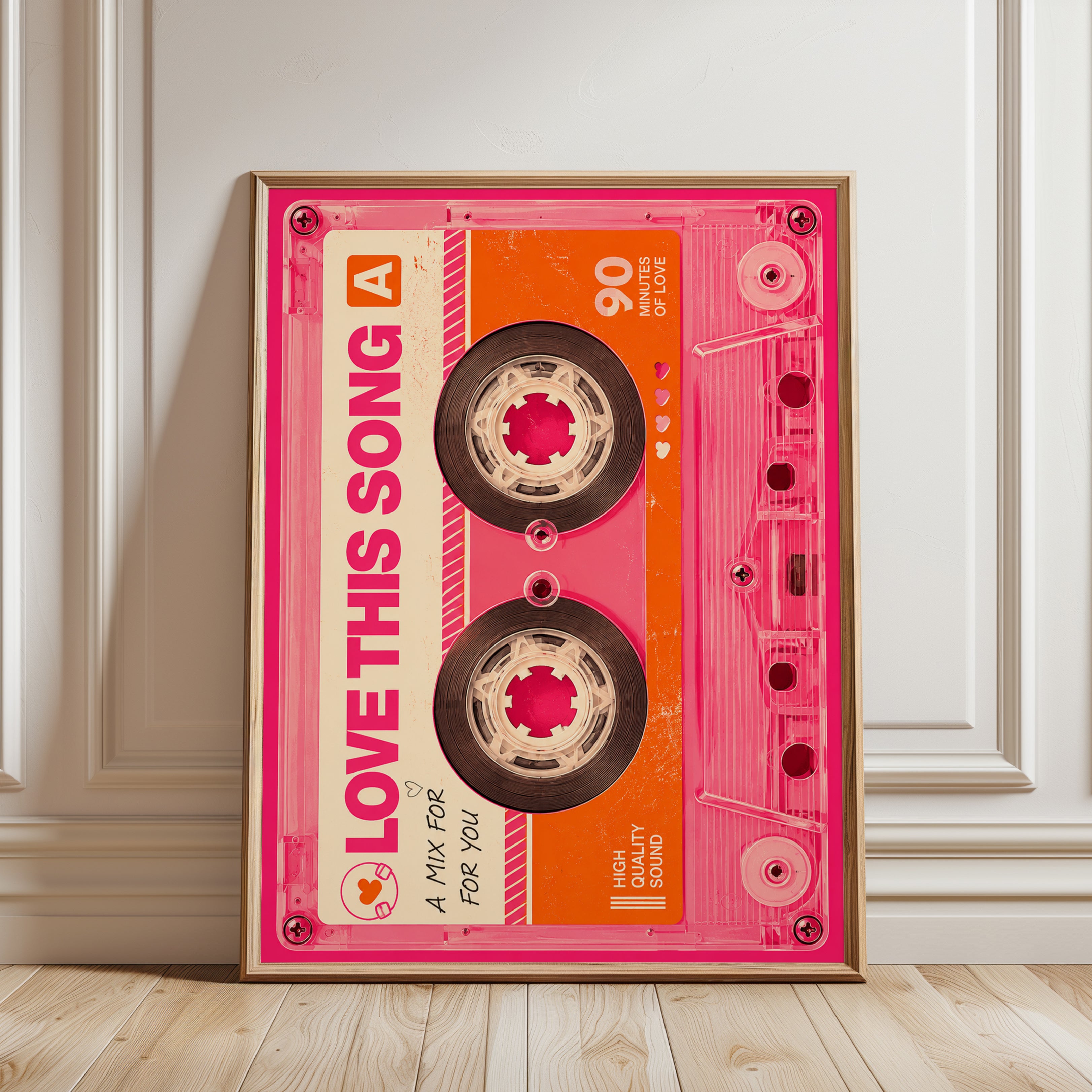 Retro Cassette Tape Print: 90s Nostalgia - framed detail