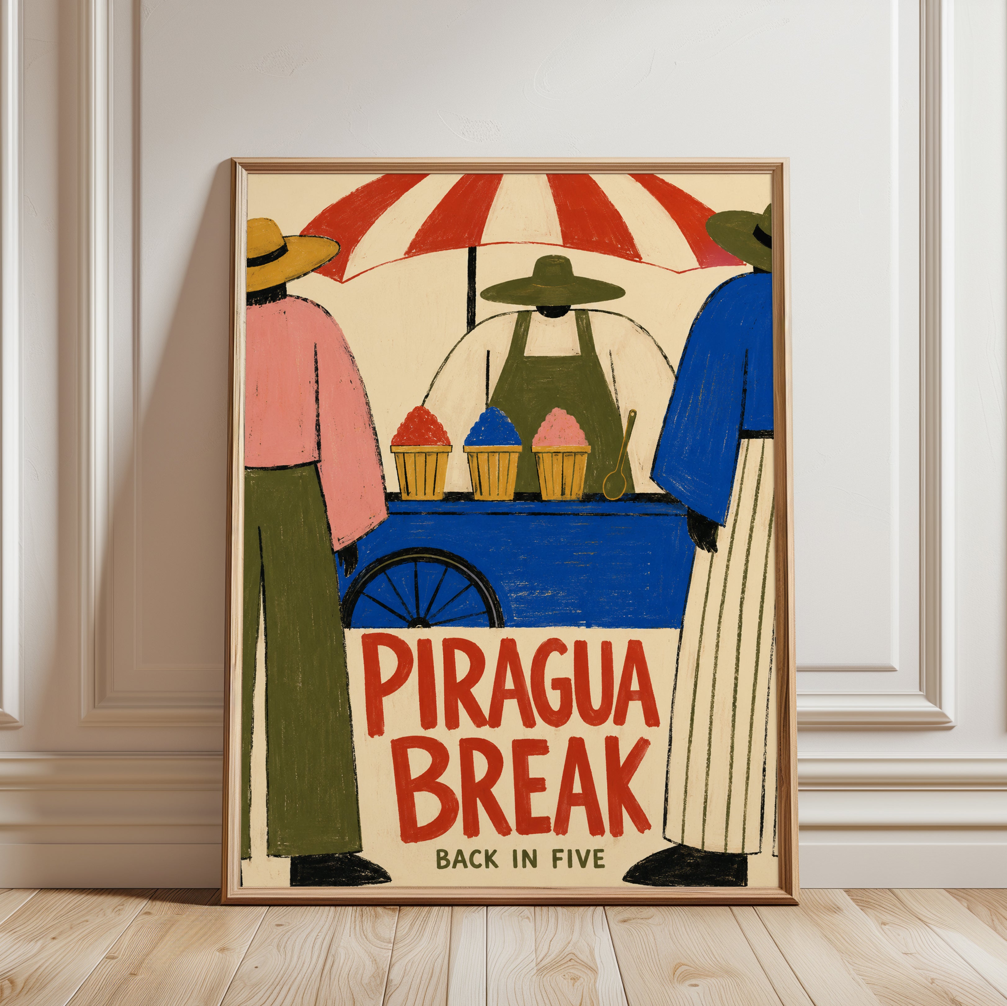 Ice Cream Cart Print – Vintage Street Food Poster - framed detail