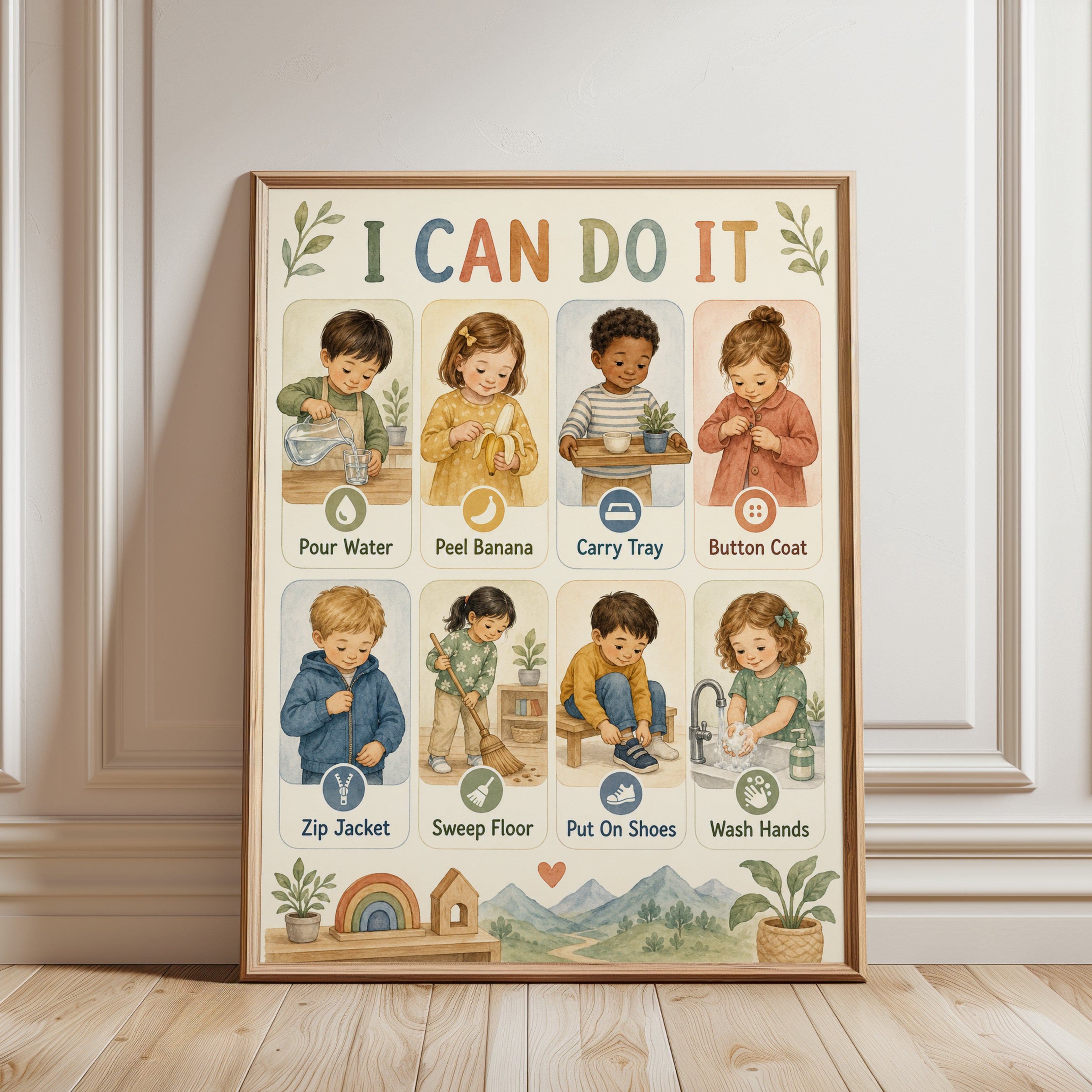 Toddler Chores Chart Print - framed detail
