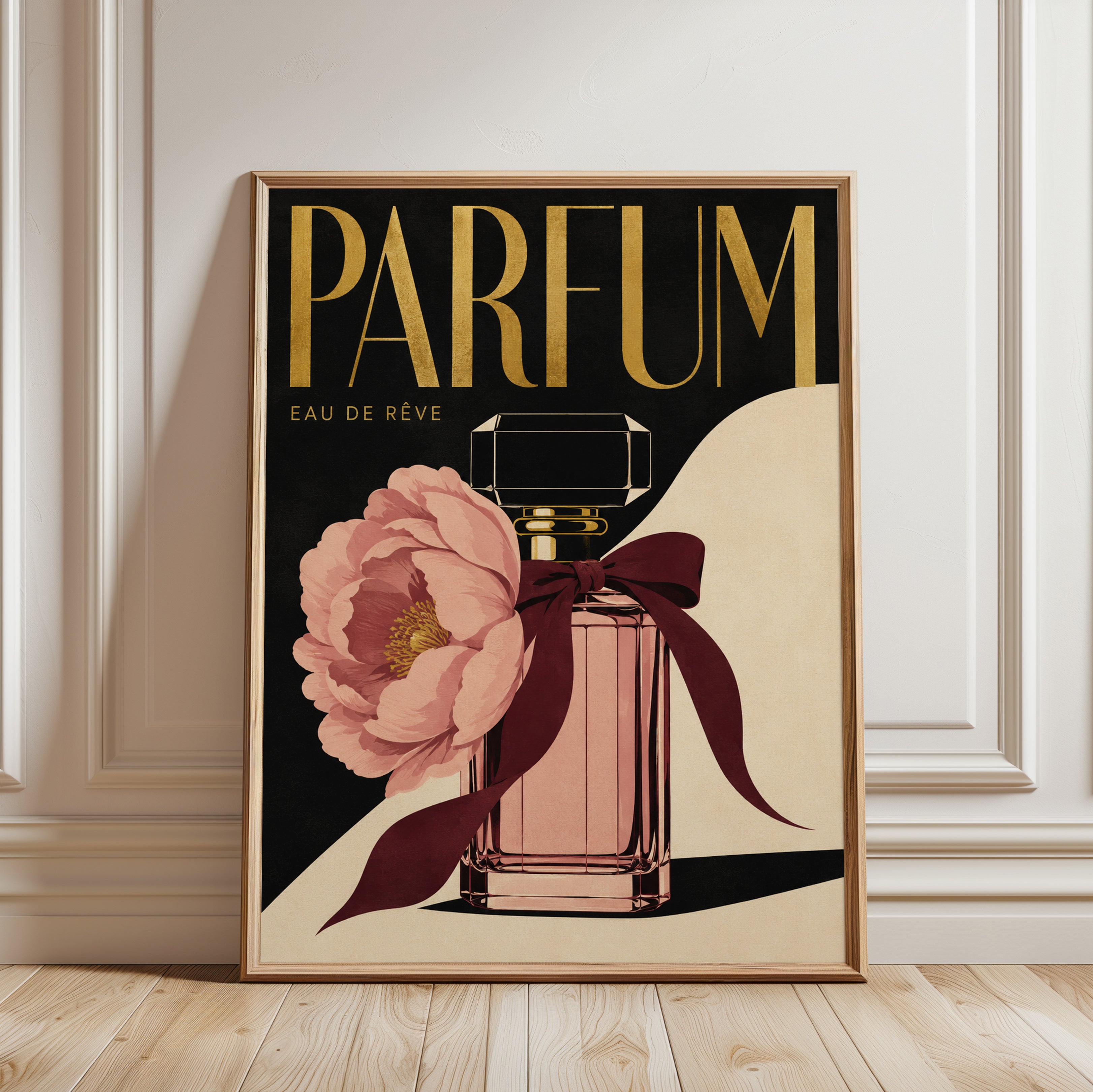 Perfume Wall Art – Vintage Fashion Print - framed detail