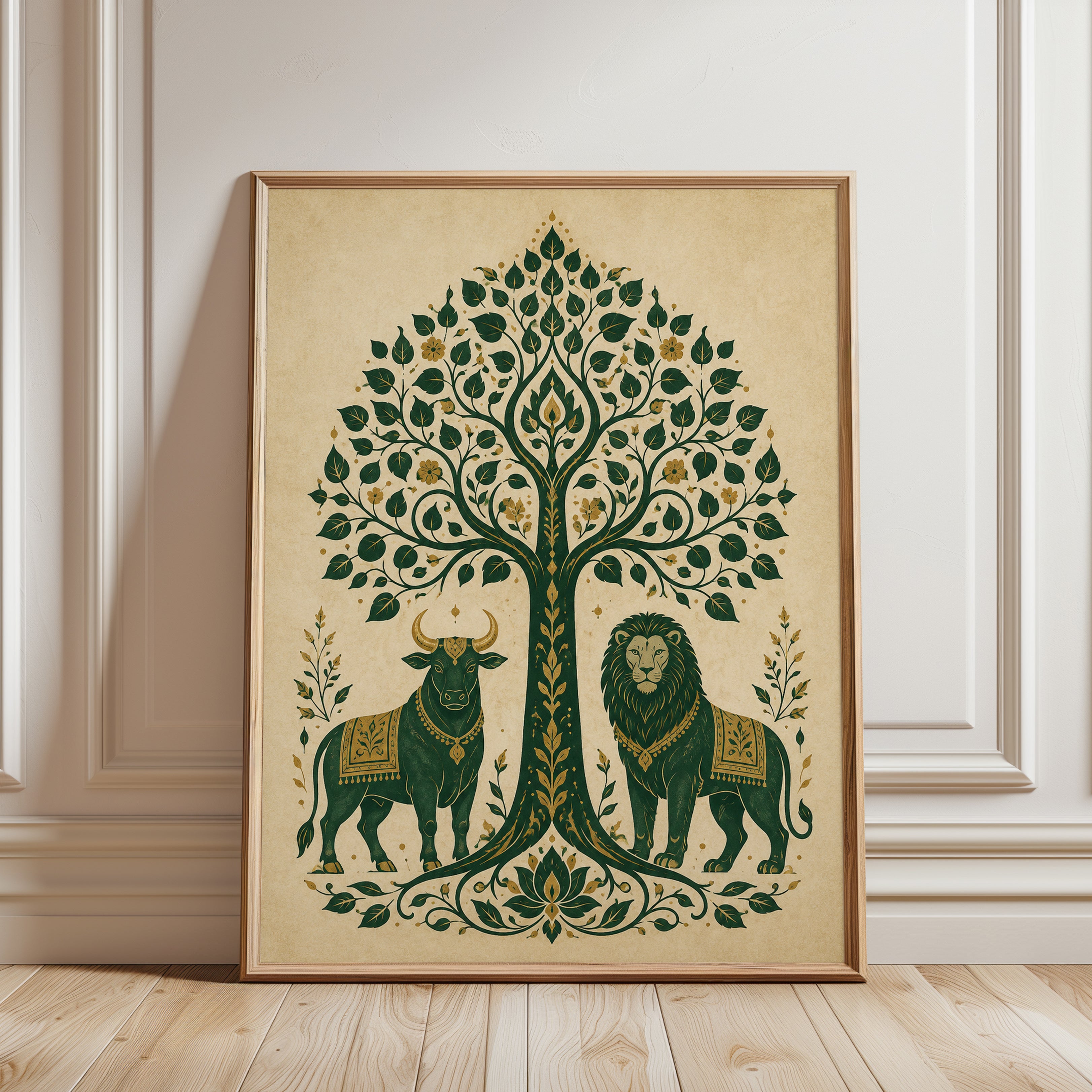 Tree of Life Wall Art – Folk Art Print - framed detail