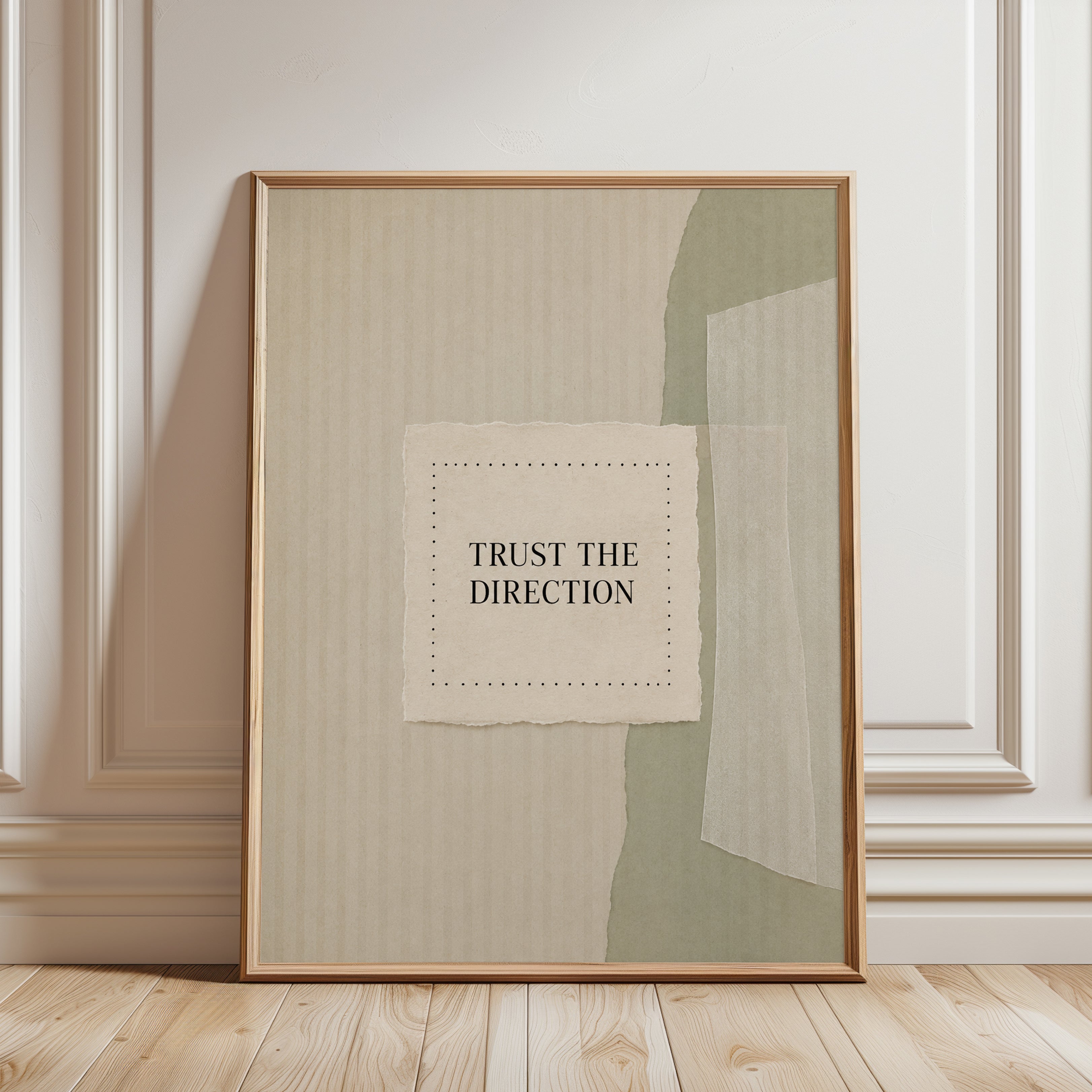 Trust the Direction Print: Minimalist Abstract Typography Art - framed detail
