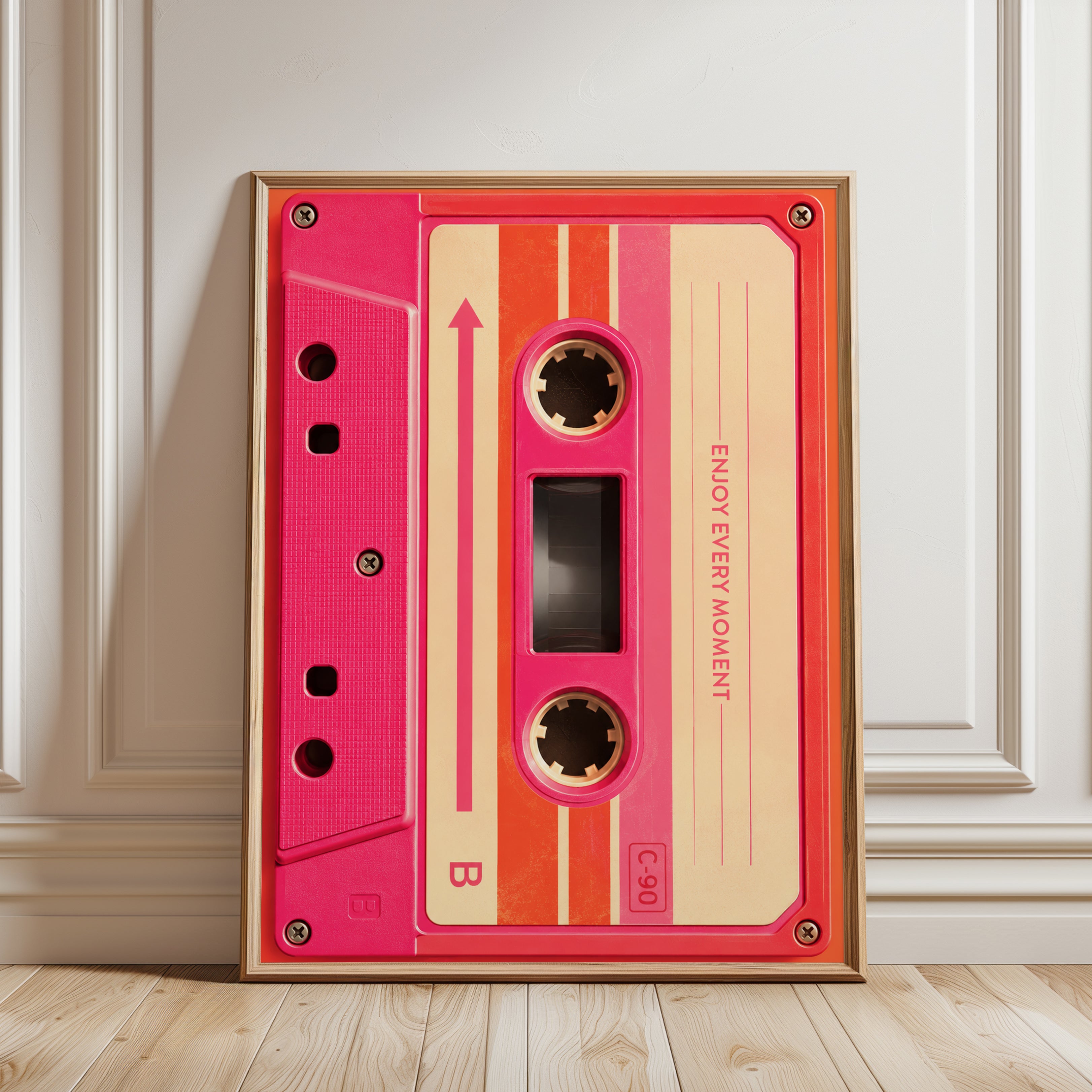 Retro Cassette Tape Wall Art - framed detail